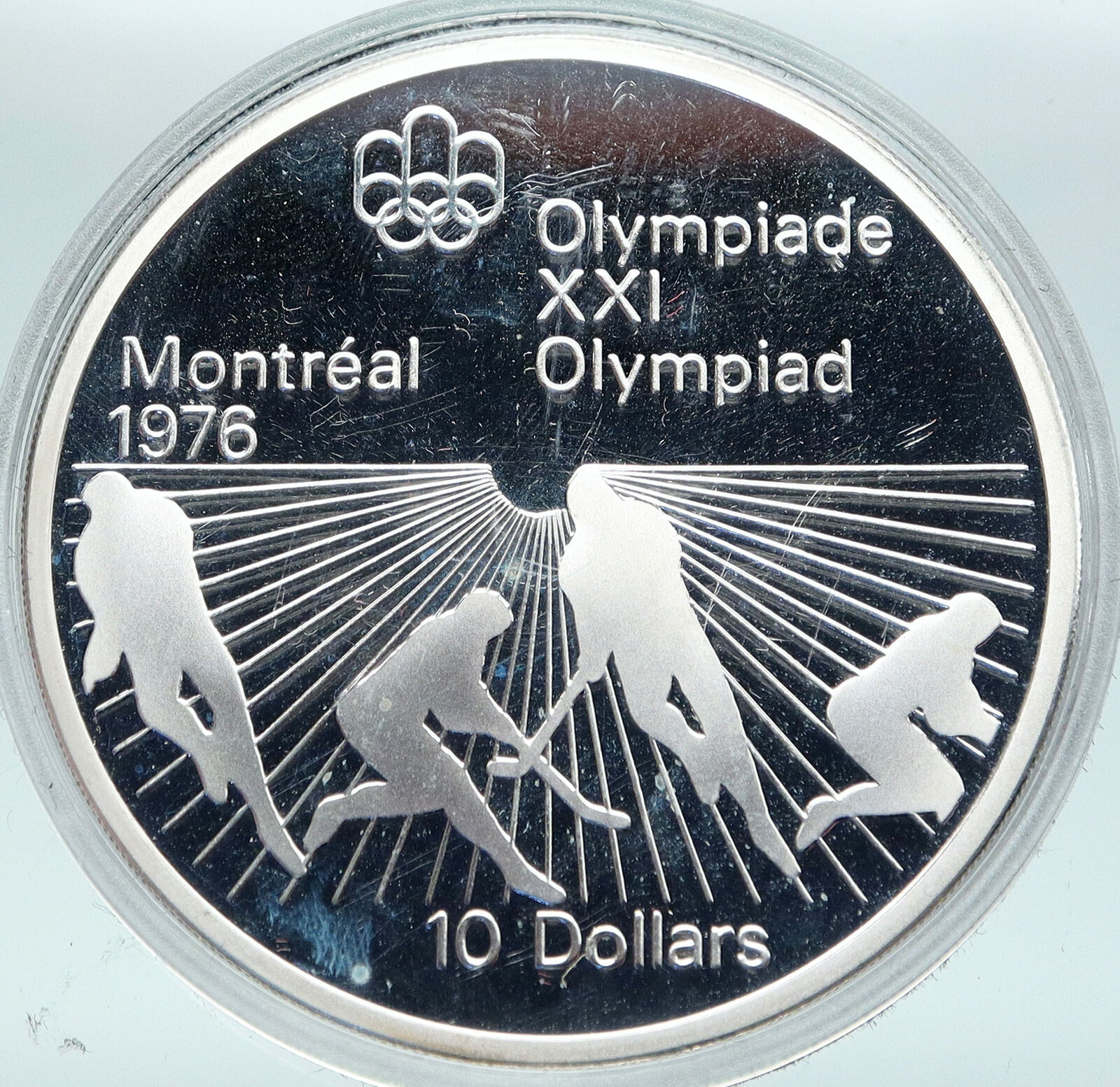 1976 CANADA Elizabeth II Olympics Montreal FOOTBALL Proof Silver 10 Coin i86921