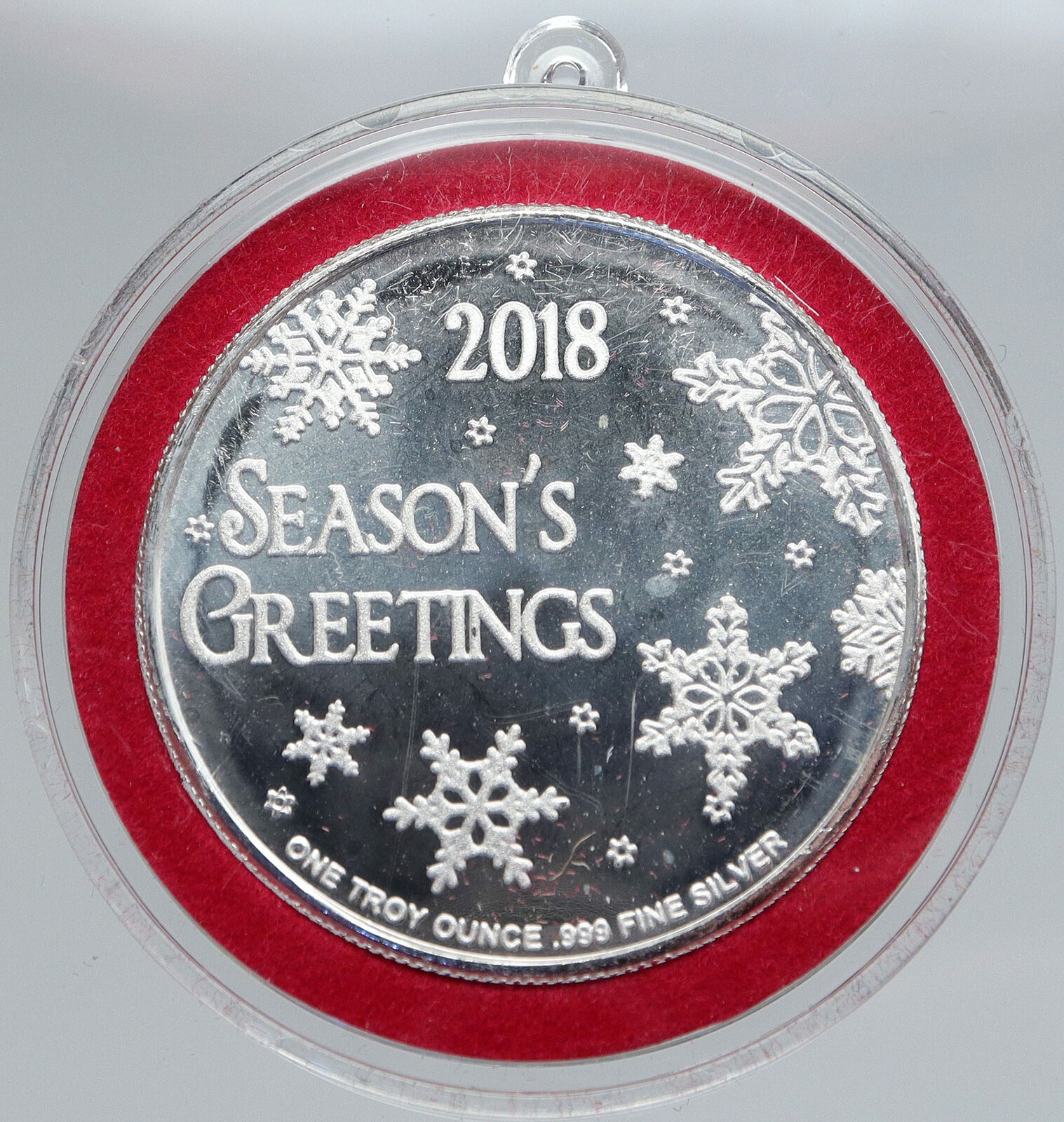 2018 USA United States CHRISTMAS Santa Snowflakes 1OZ Proof Silver Medal i86840