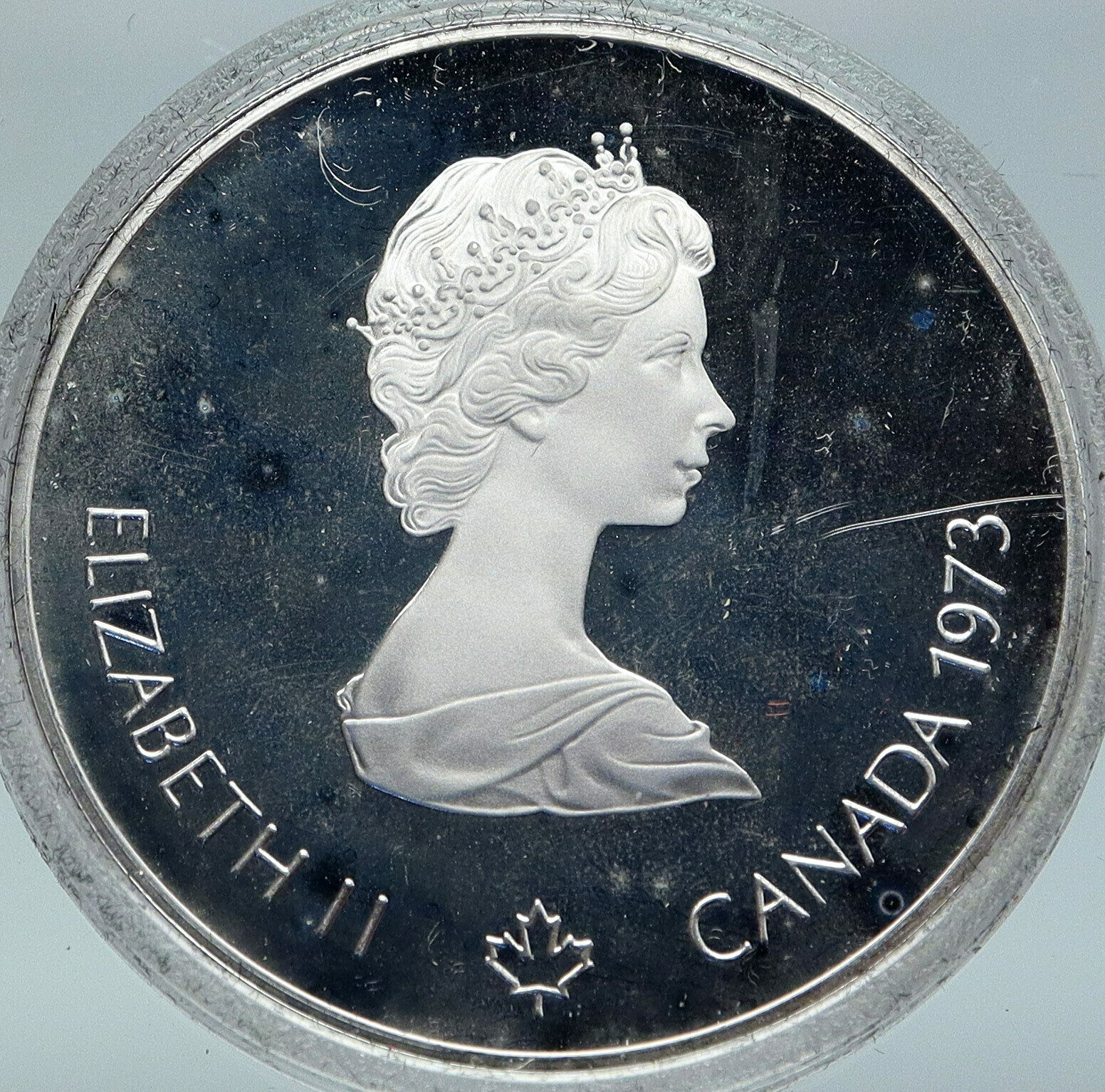 1973 CANADA Elizabeth II Olympics Montreal World Map Proof Silver $5 Coin i86913