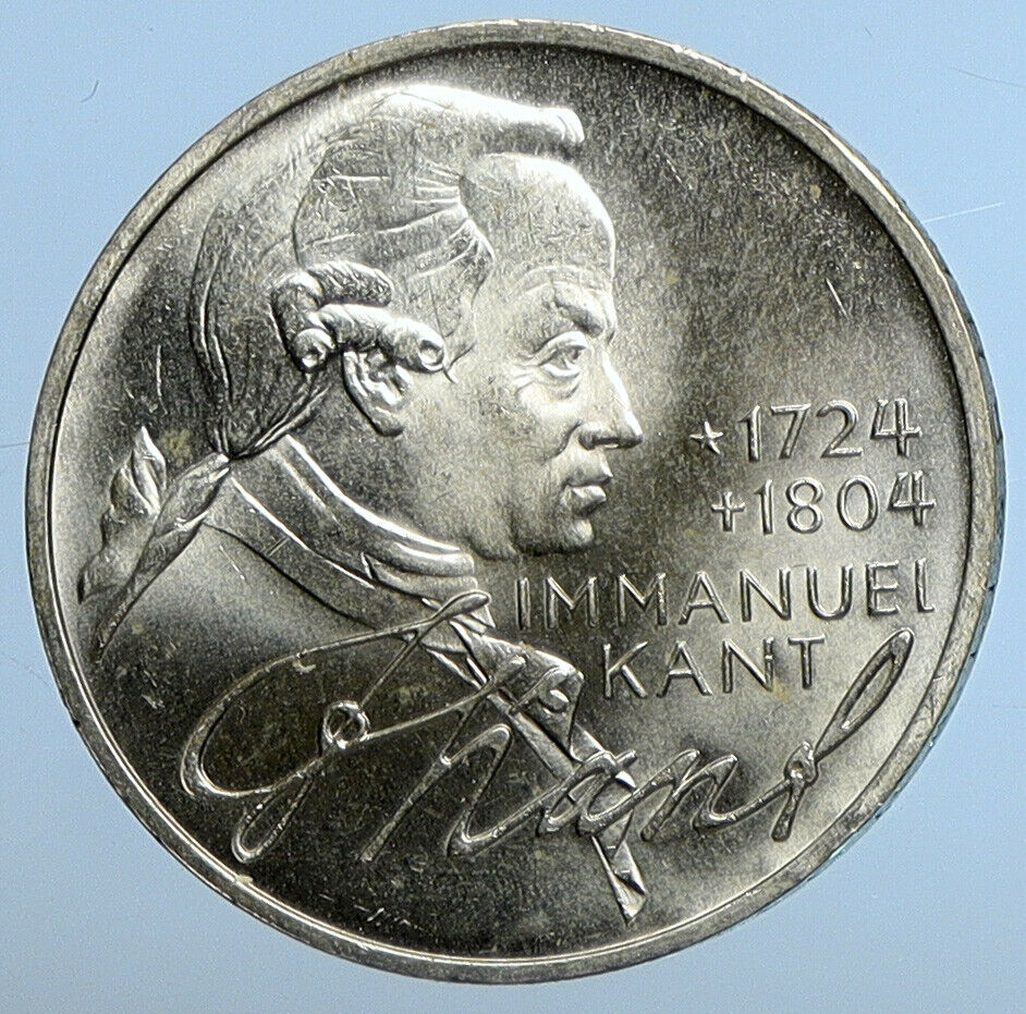 1974 D GERMANY Immanuel Kant Philosopher OLD Silver German 5 Mark Coin i111280