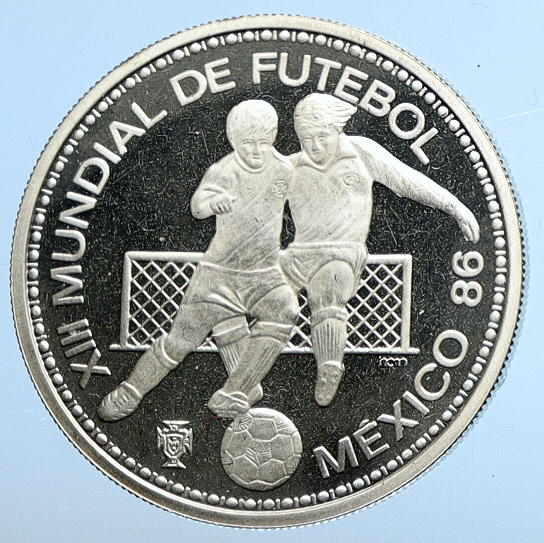 1986 PORTUGAL Mexico Soccer Football WORLD CUP Silver 100 Escudos Coin i111312