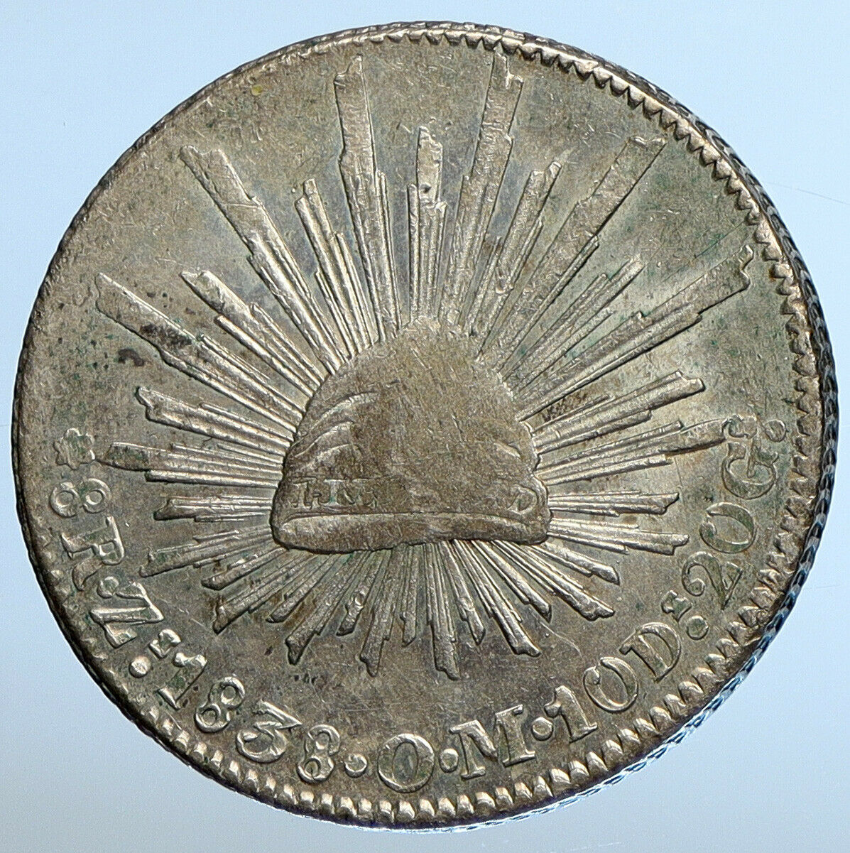 1838 Zs OM MEXICO Large Eagle Sun Antique Mexican Silver 8 Reales Coin i111284
