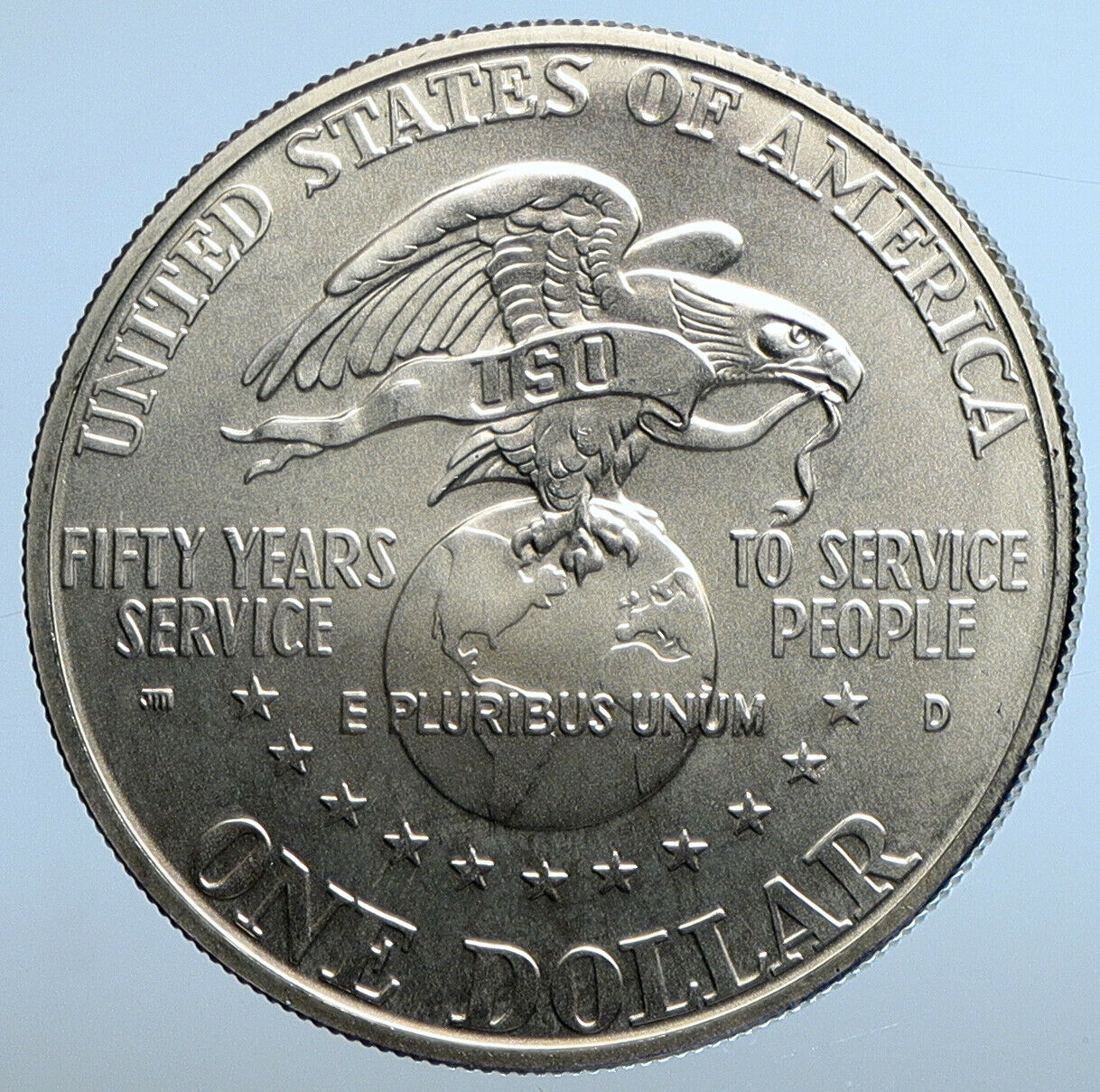 1991 D US USA Vintage USO United Service Org OLD BU Silver Dollar Coin i111283