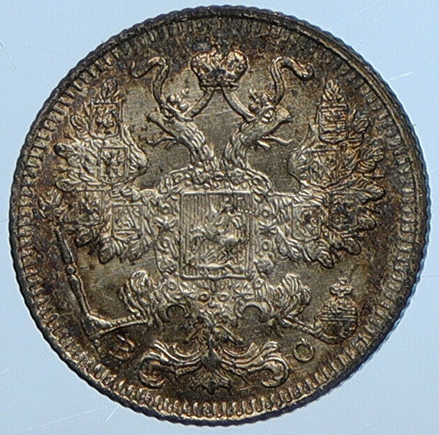 1915 BC NICHOLAS II RUSSIAN Czar VINTAGE Silver Coin Russia 15 Kopeks i111289