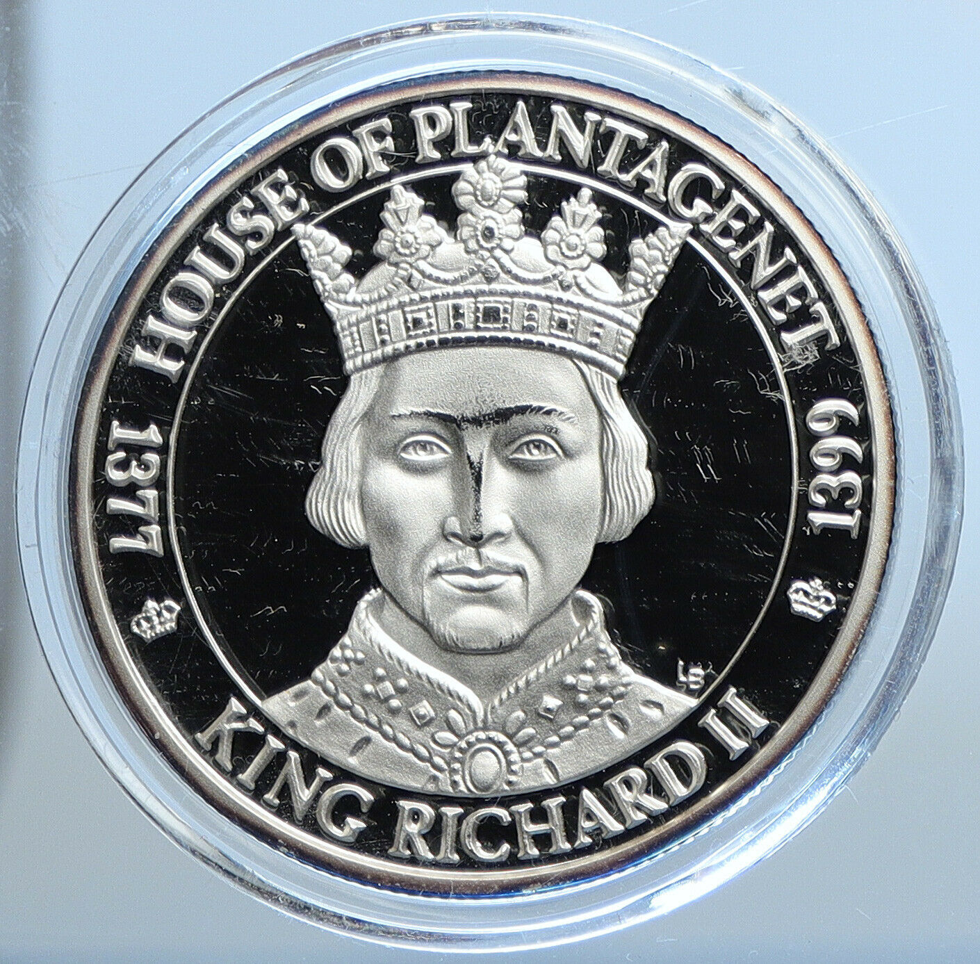 2002 TURKS & CAICOS KING RICHARD II Genuine Proof Silver 20 Crowns Coin i111339