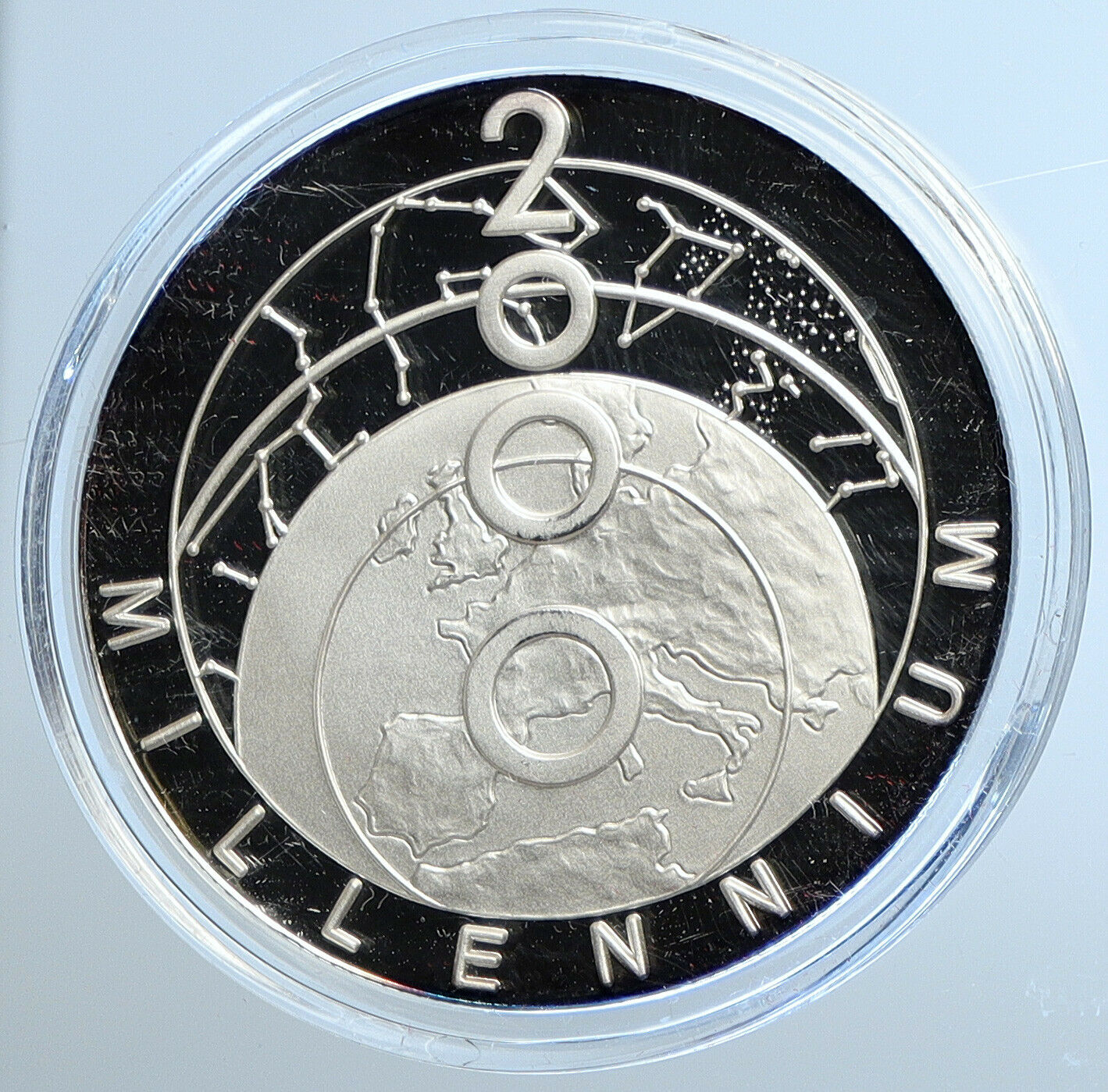 2000 TURKS & CAICOS Millenium Circles Genuine Proof Silver 20 Crown Coin i111463