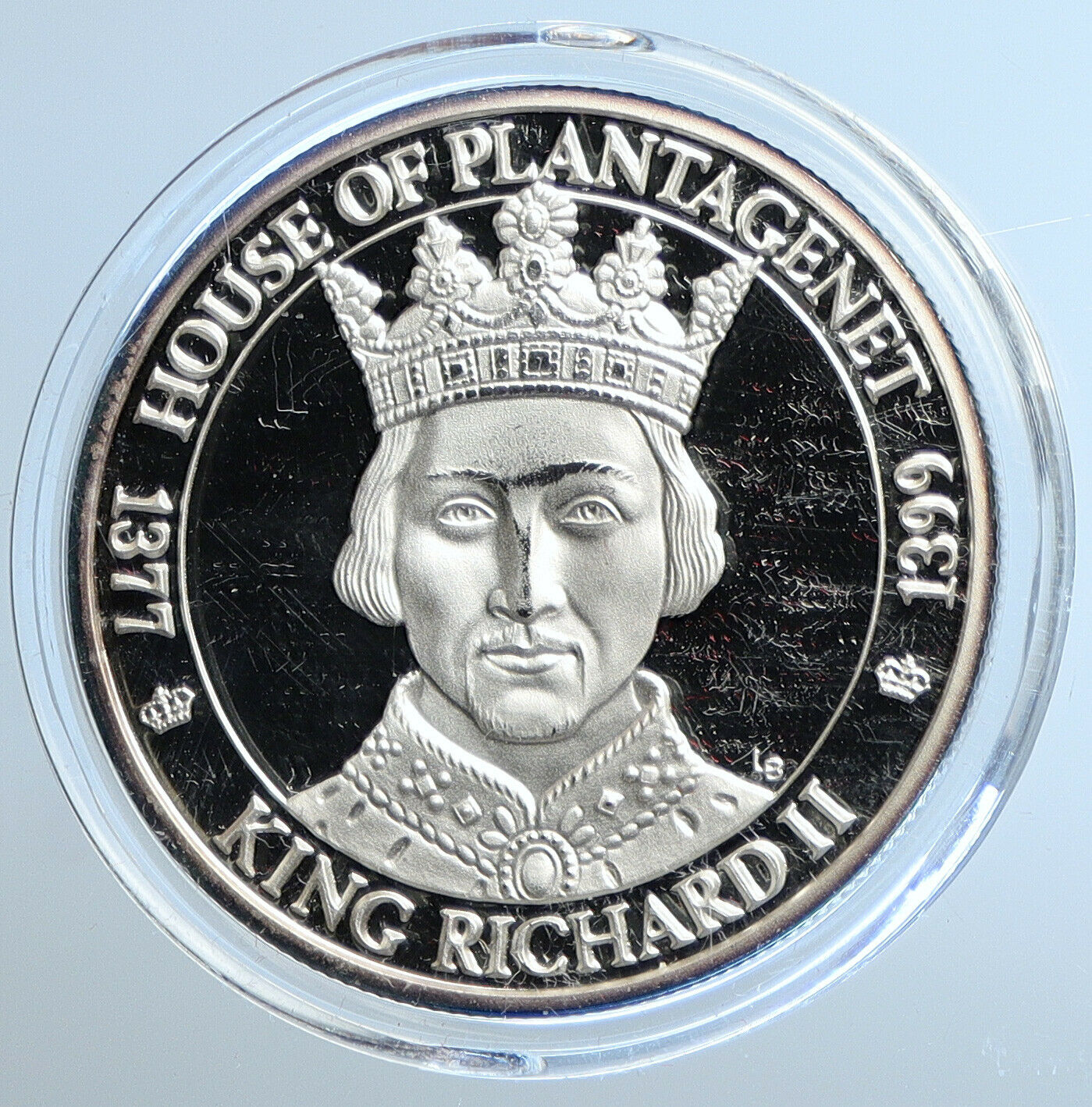 2002 TURKS & CAICOS KING RICHARD II Genuine Proof Silver 20 Crowns Coin i111466