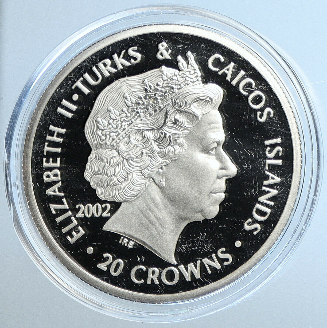 2002 TURKS & CAICOS KING RICHARD II Genuine Proof Silver 20 Crowns Coin i111466