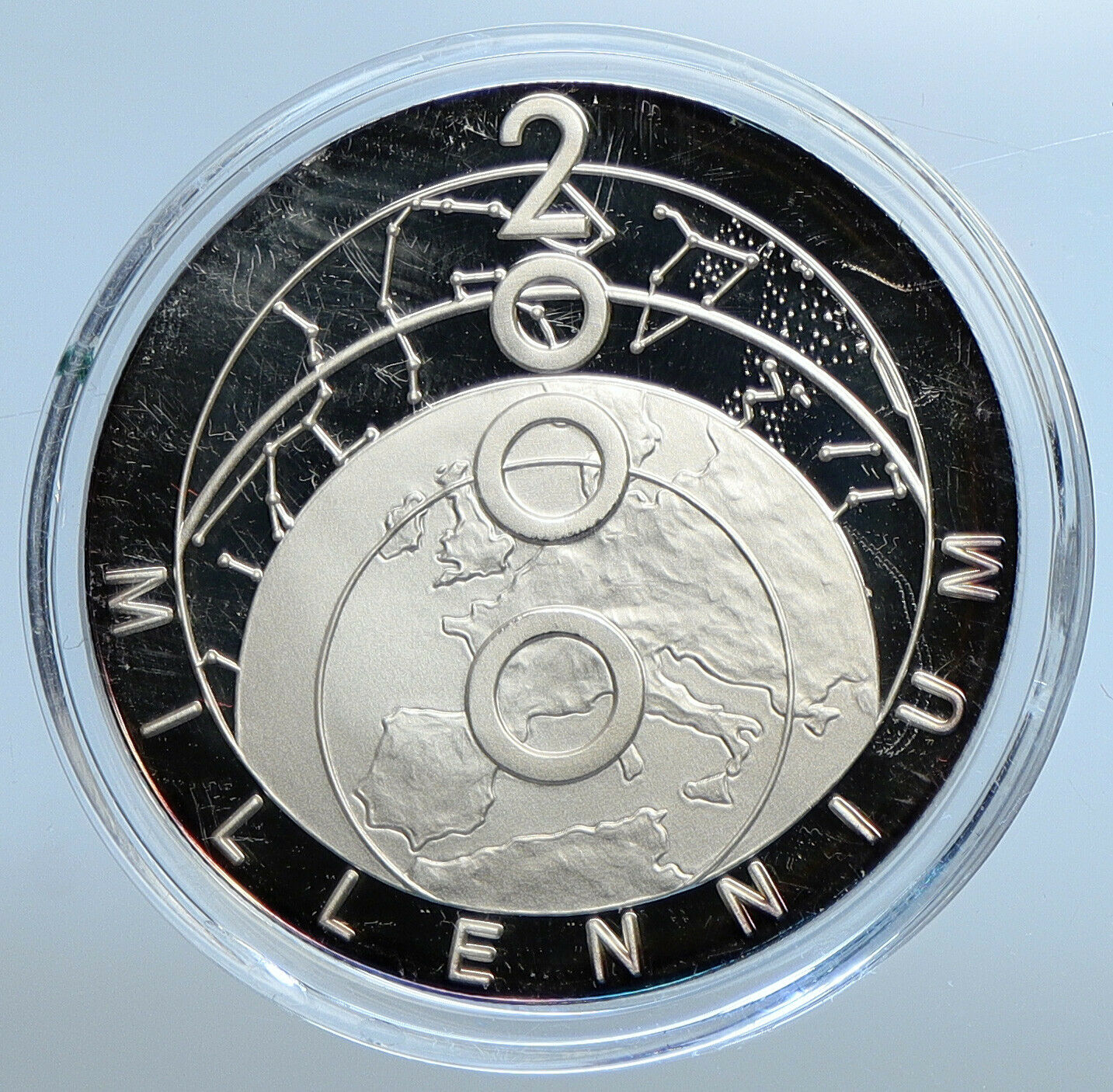 2000 TURKS & CAICOS Millenium Circles Genuine Proof Silver 20 Crown Coin i111330