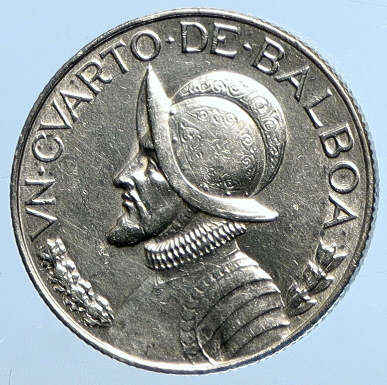 1947 PANAMA Spanish CONQUISTADOR Vintage OLD Silver 1/4 Balboa Coin i111324