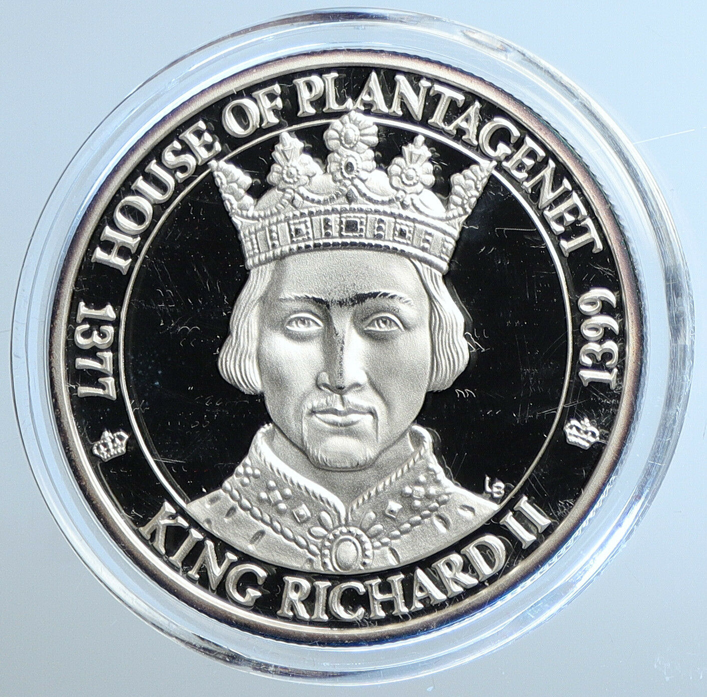 2002 TURKS & CAICOS KING RICHARD II Genuine Proof Silver 20 Crowns Coin i111462