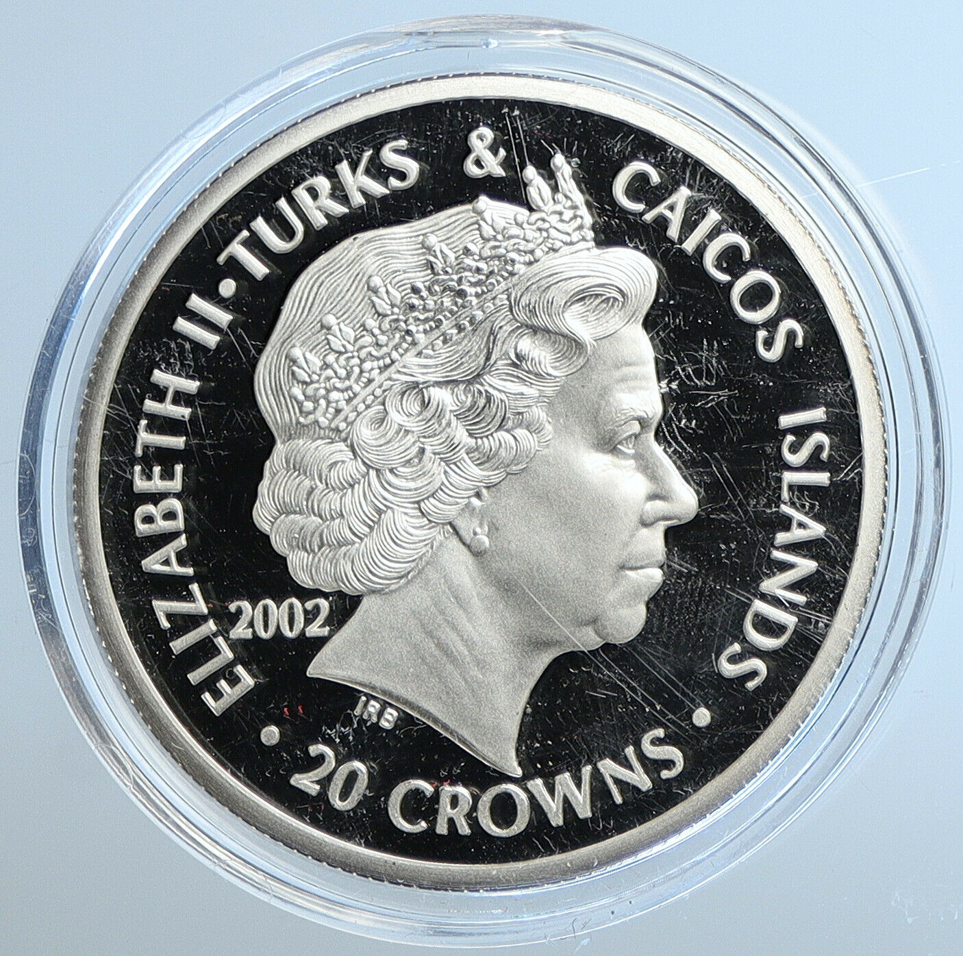 2002 TURKS & CAICOS KING RICHARD II Genuine Proof Silver 20 Crowns Coin i111462