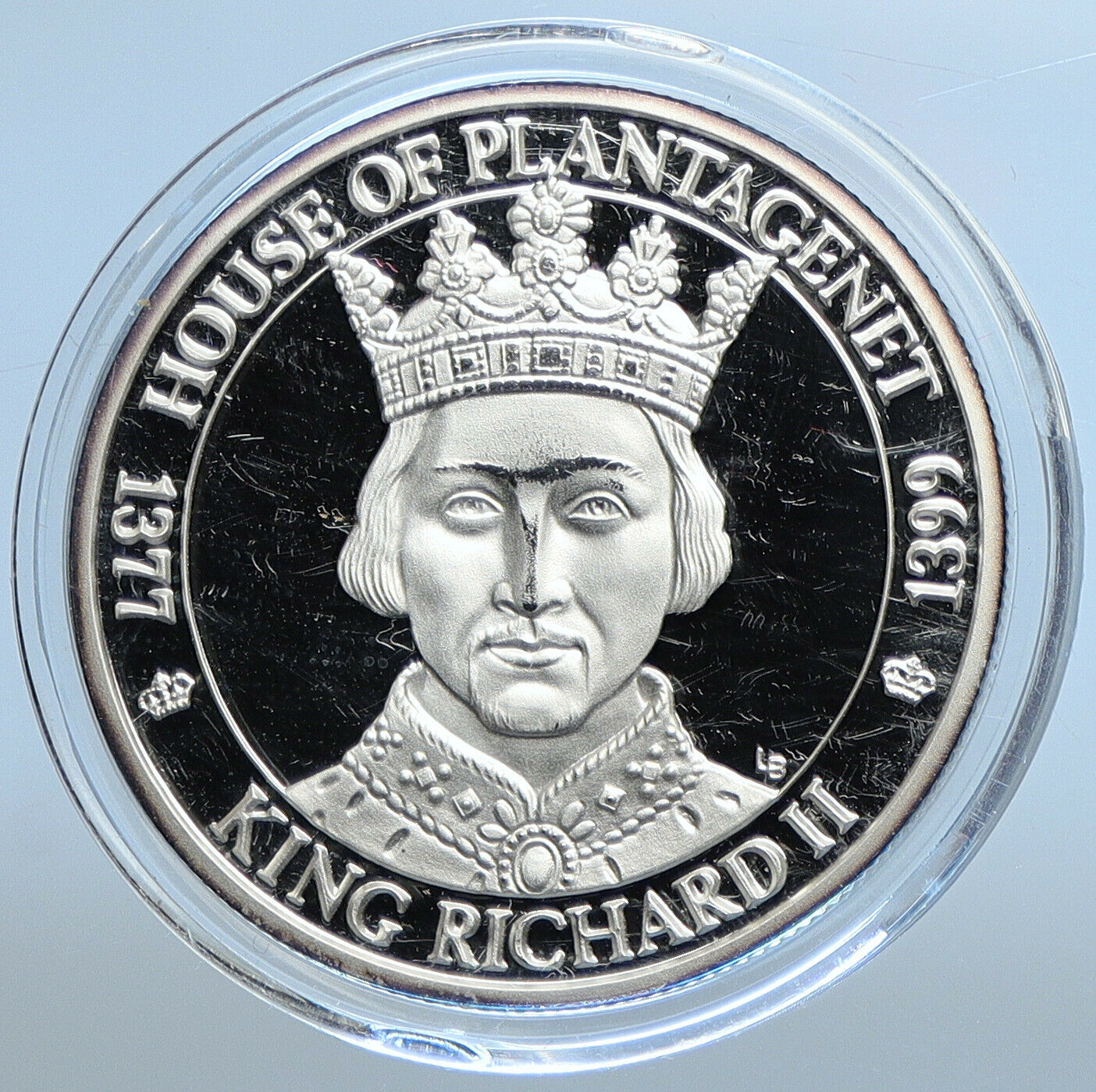 2002 TURKS & CAICOS KING RICHARD II Genuine Proof Silver 20 Crowns Coin i111333