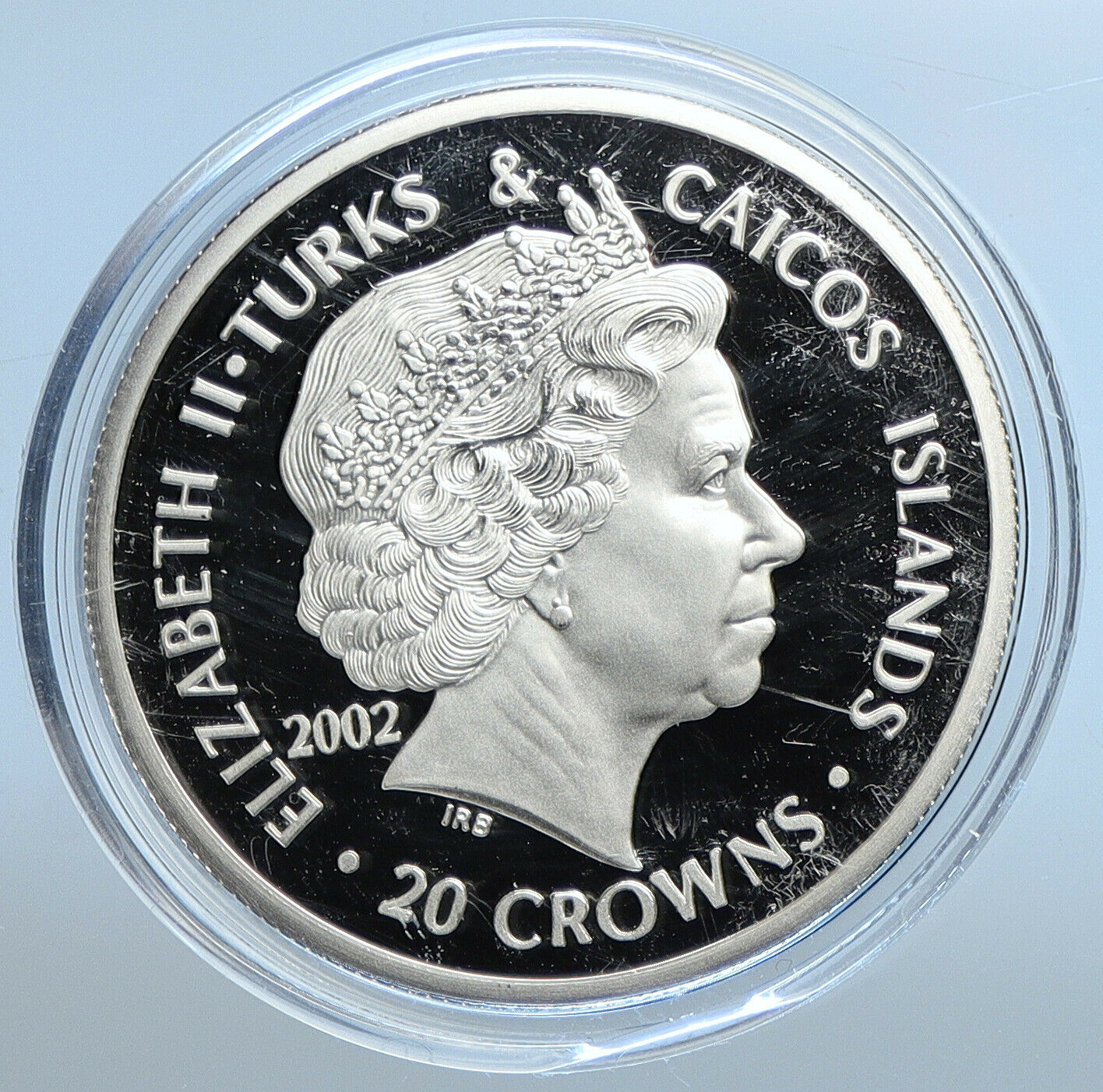 2002 TURKS & CAICOS KING RICHARD II Genuine Proof Silver 20 Crowns Coin i111333