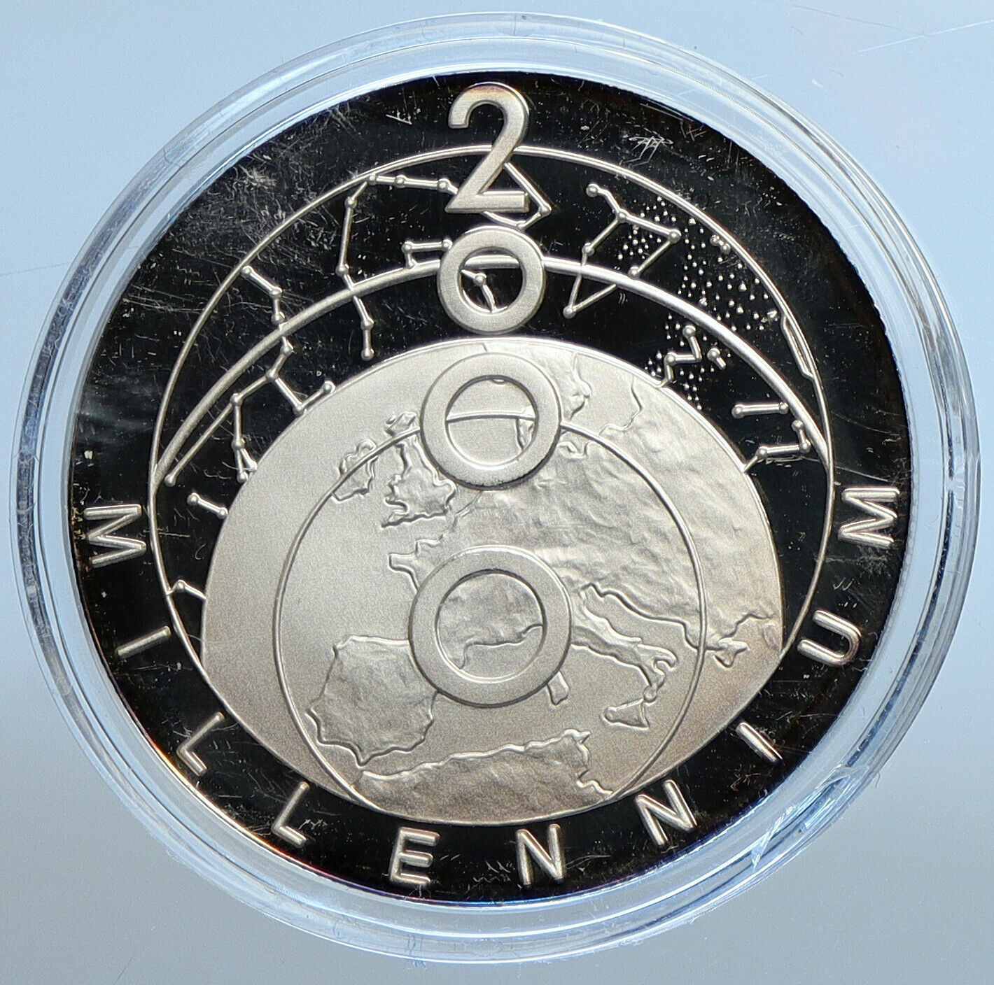 2000 TURKS & CAICOS Millenium Circles Genuine Proof Silver 20 Crown Coin i111334