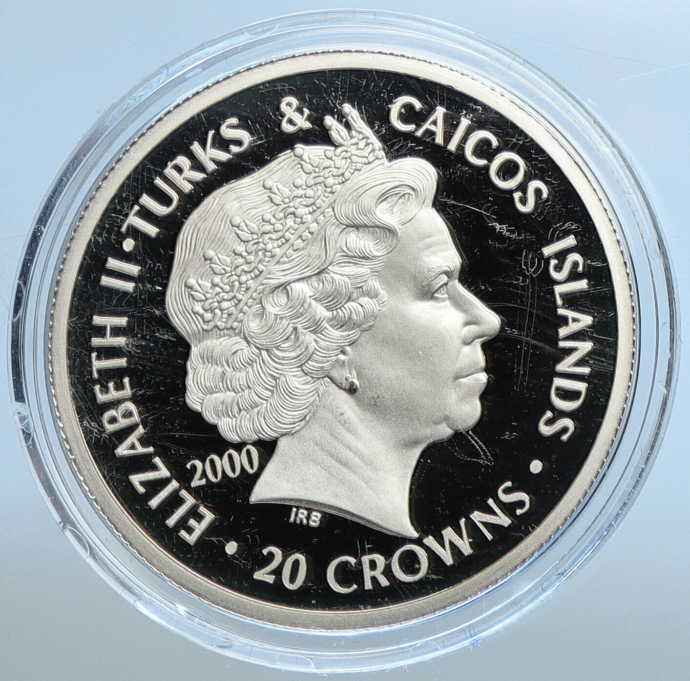 2000 TURKS & CAICOS Millenium Circles Genuine Proof Silver 20 Crown Coin i111334