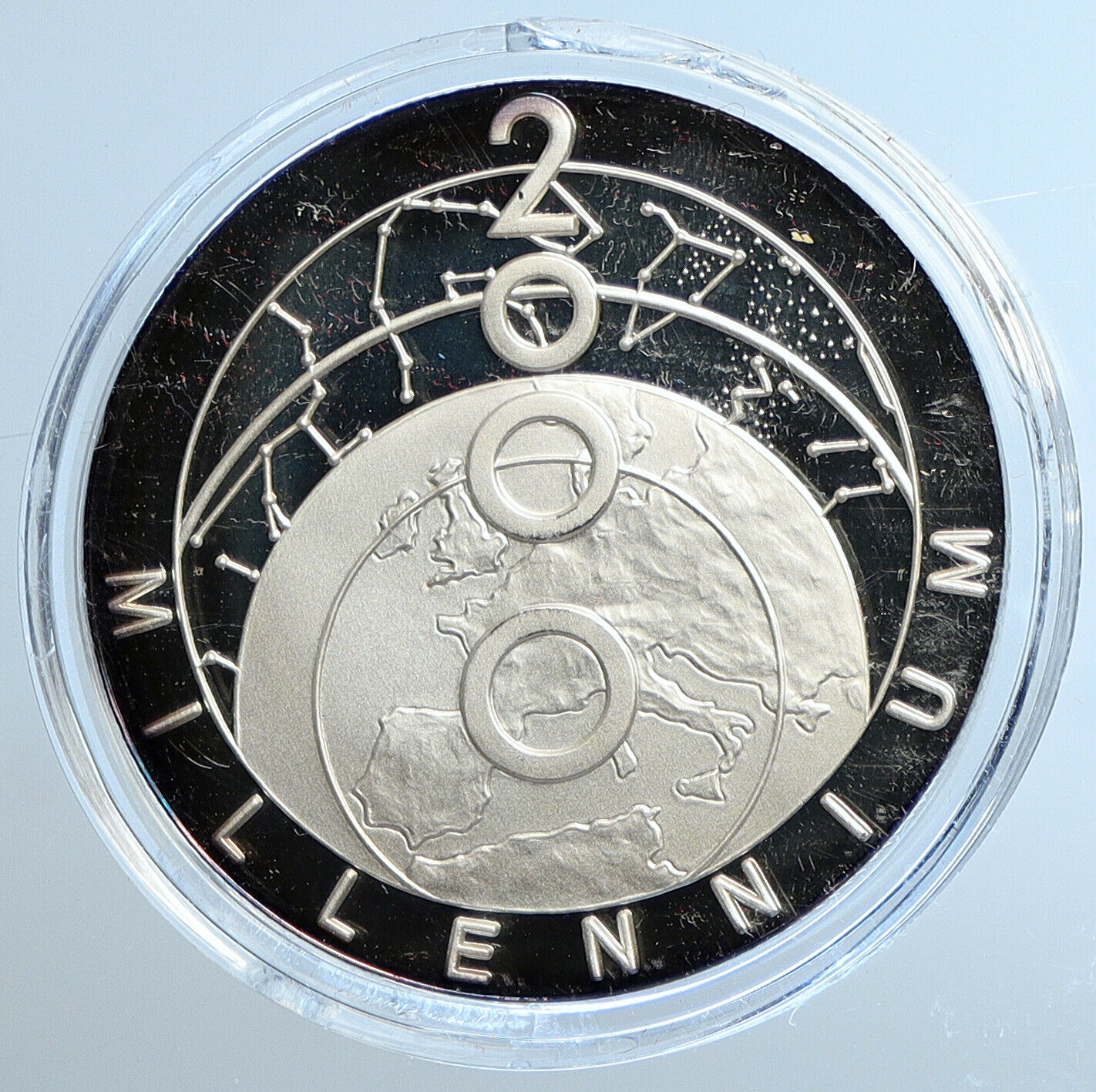 2000 TURKS & CAICOS Millenium Circles Genuine Proof Silver 20 Crown Coin i111465