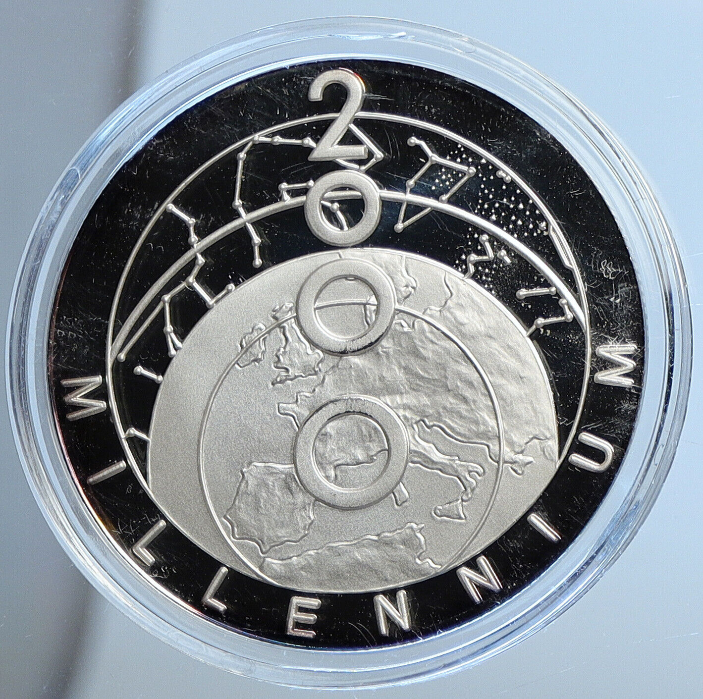 2000 TURKS & CAICOS Millenium Circles Genuine Proof Silver 20 Crown Coin i111359