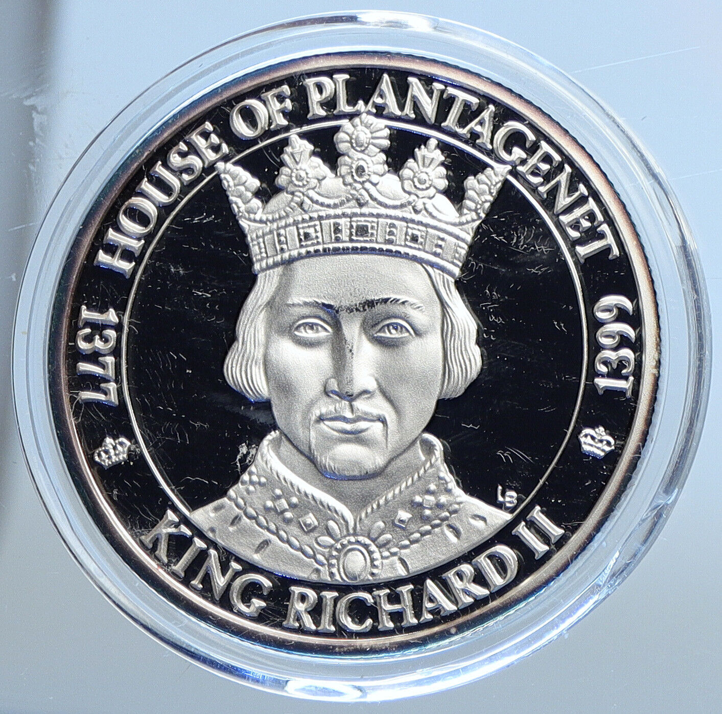 2002 TURKS & CAICOS KING RICHARD II Genuine Proof Silver 20 Crowns Coin i111350