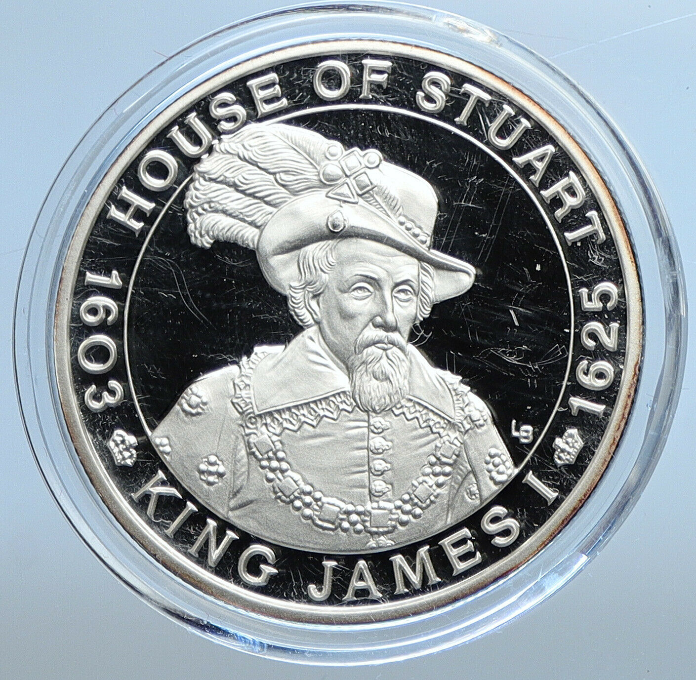 2001 TURKS & CAICOS KING JAMES I House Stuart Proof Silver 20 Crown Coin i111328