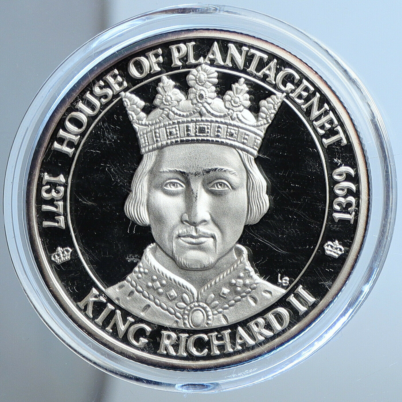 2002 TURKS & CAICOS KING RICHARD II Genuine Proof Silver 20 Crowns Coin i111361