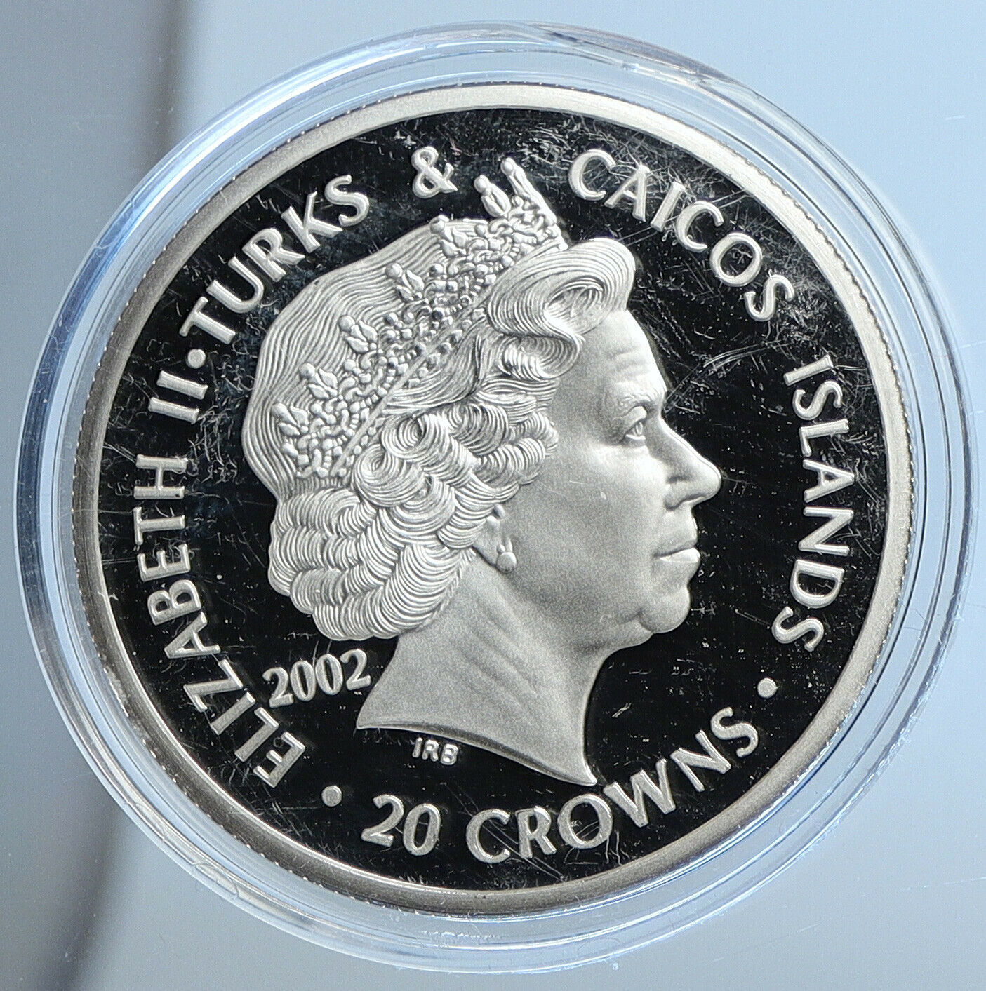 2002 TURKS & CAICOS KING RICHARD II Genuine Proof Silver 20 Crowns Coin i111361