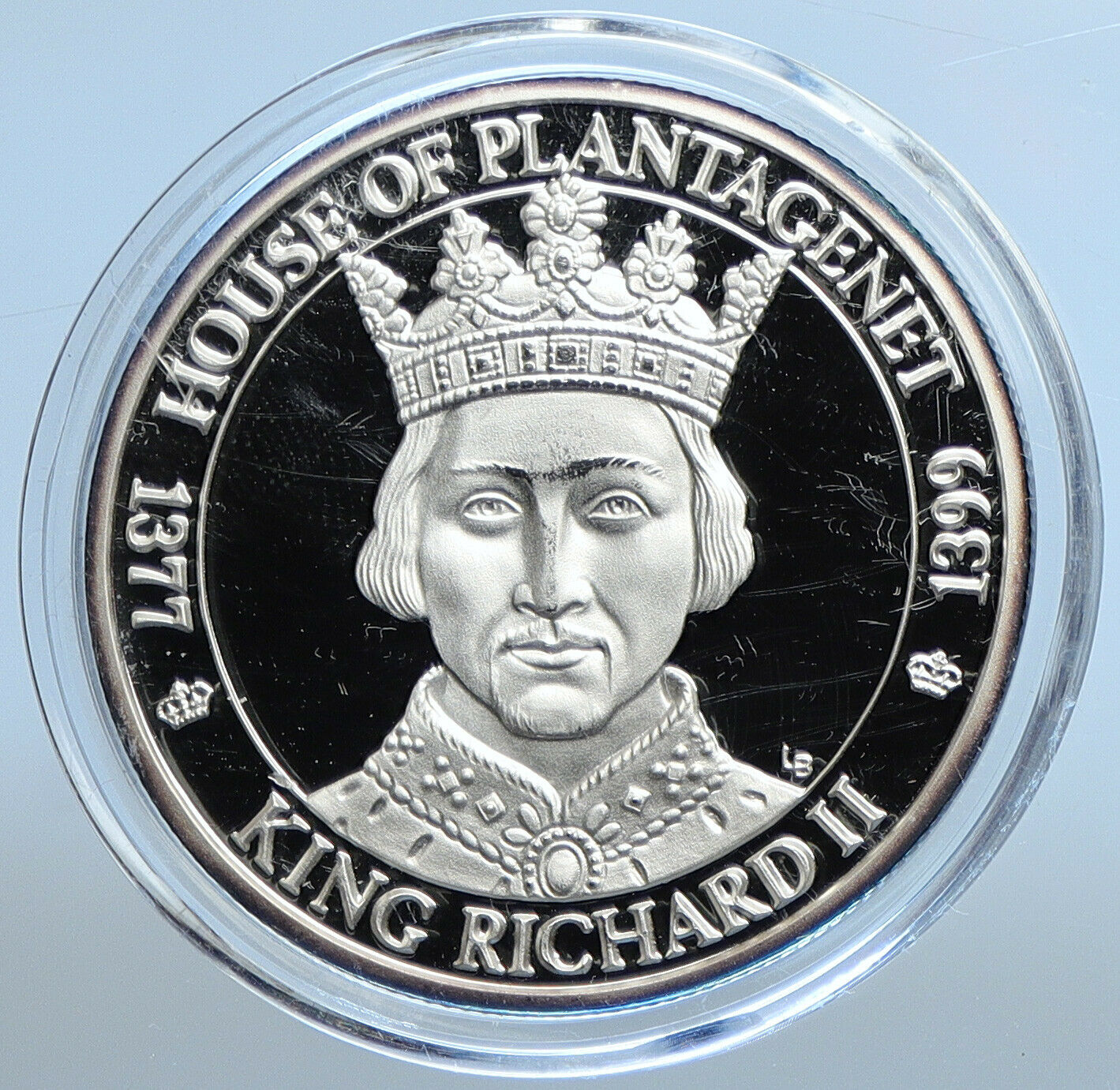 2002 TURKS & CAICOS KING RICHARD II Genuine Proof Silver 20 Crowns Coin i111326