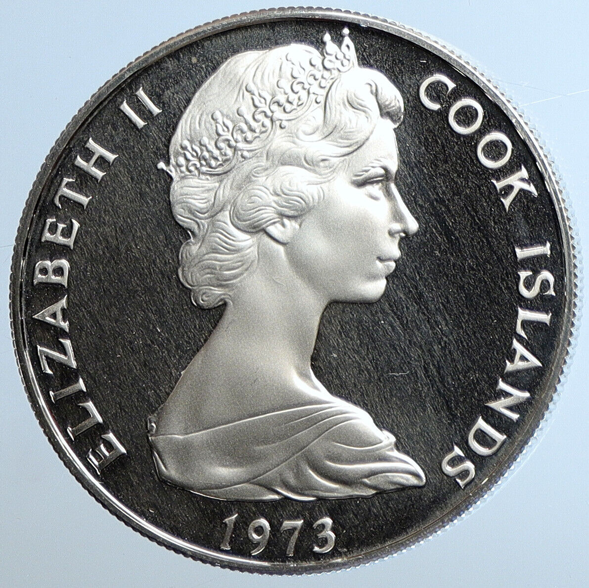 1973 COOK ISLANDS Elizabeth II James Cook PRF Silver 2 1/2 Dollar Coin i111470