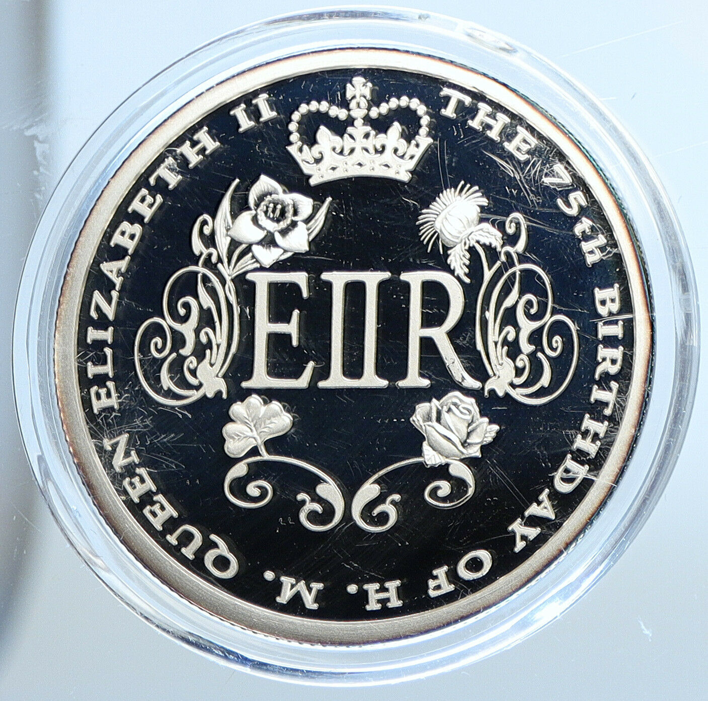 2001 LIBERIA UK Queen Elizabeth II 75th Birthday Proof Silver $10 Coin i111349