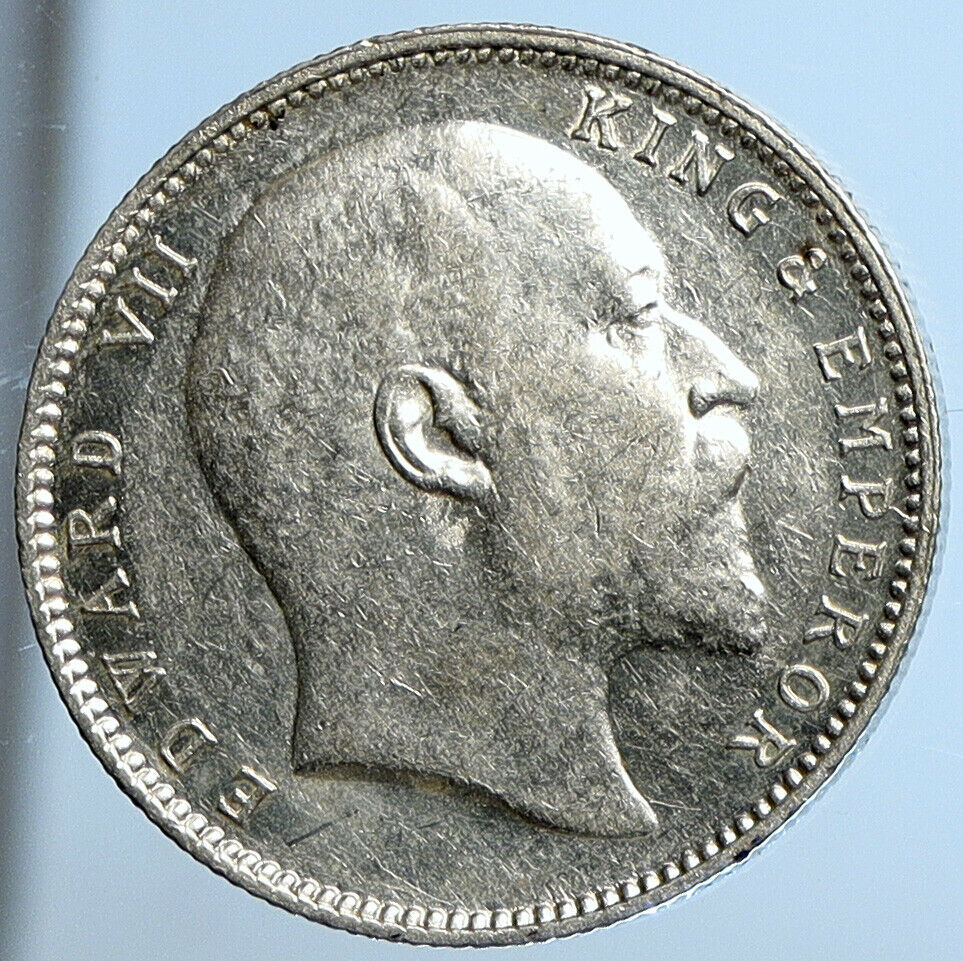 1903 King EDWARD VII of United Kingdom EMPEROR British INDIA Silver Coin i111382