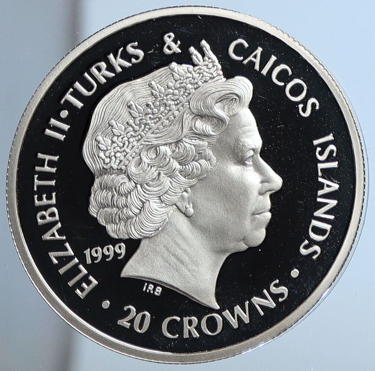 1999 TURKS & CAICOS UK WINSTON CHURCHILL Old Proof Silver 20 Crown Coin i111372