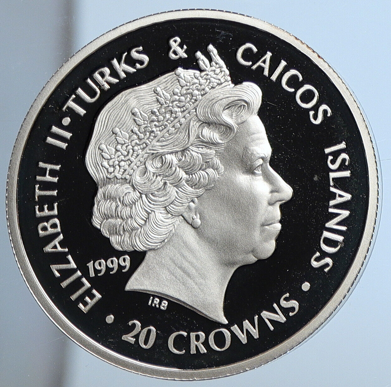 1999 TURKS & CAICOS UK WINSTON CHURCHILL Old Proof Silver 20 Crown Coin i111370