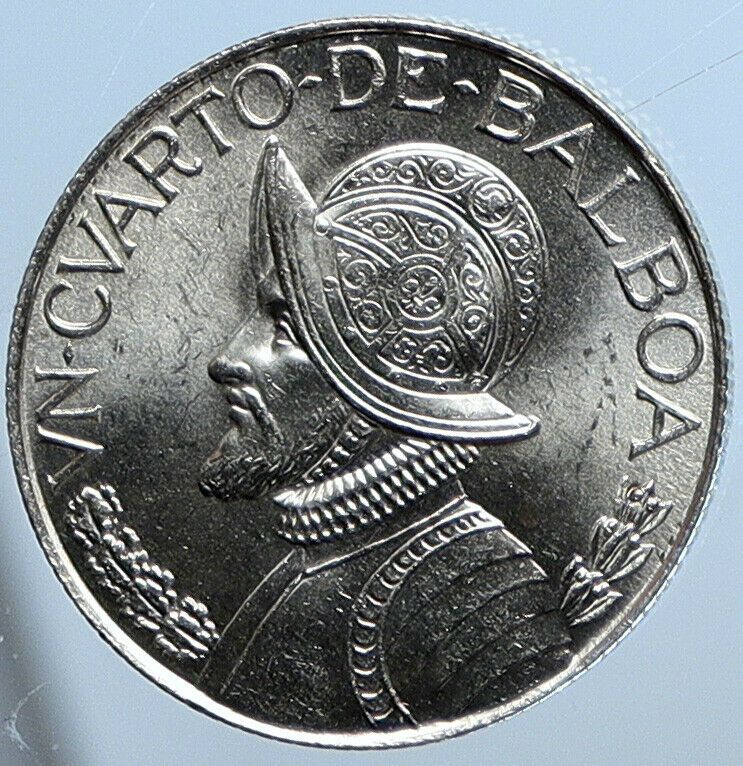 1962 PANAMA Antique VINTAGE Spanish CONQUISTADOR Silver 1/4 Balboa Coin i111368