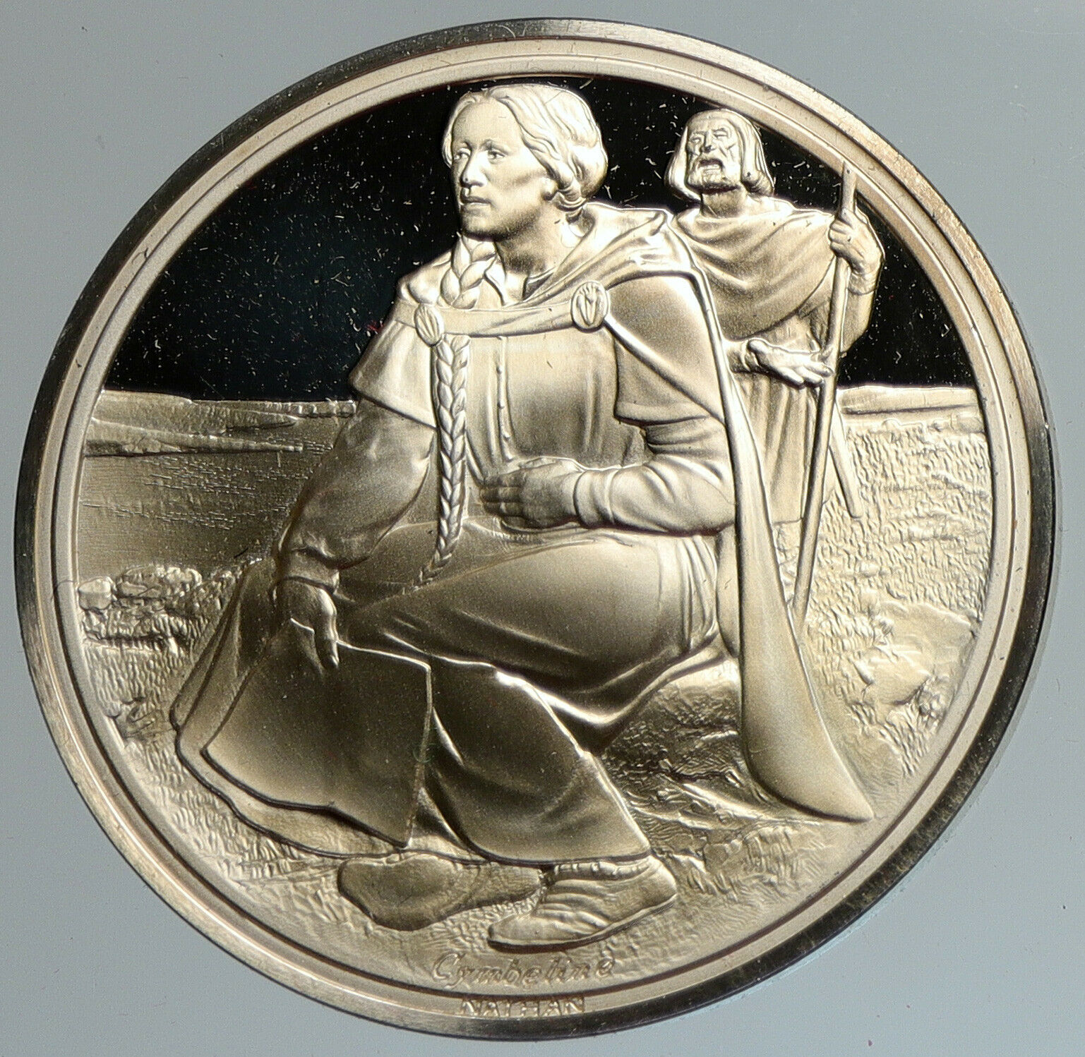 1973 UK Royal SHAKESPEARE Company CYMBELINE Old Proof Silver Medal i111595