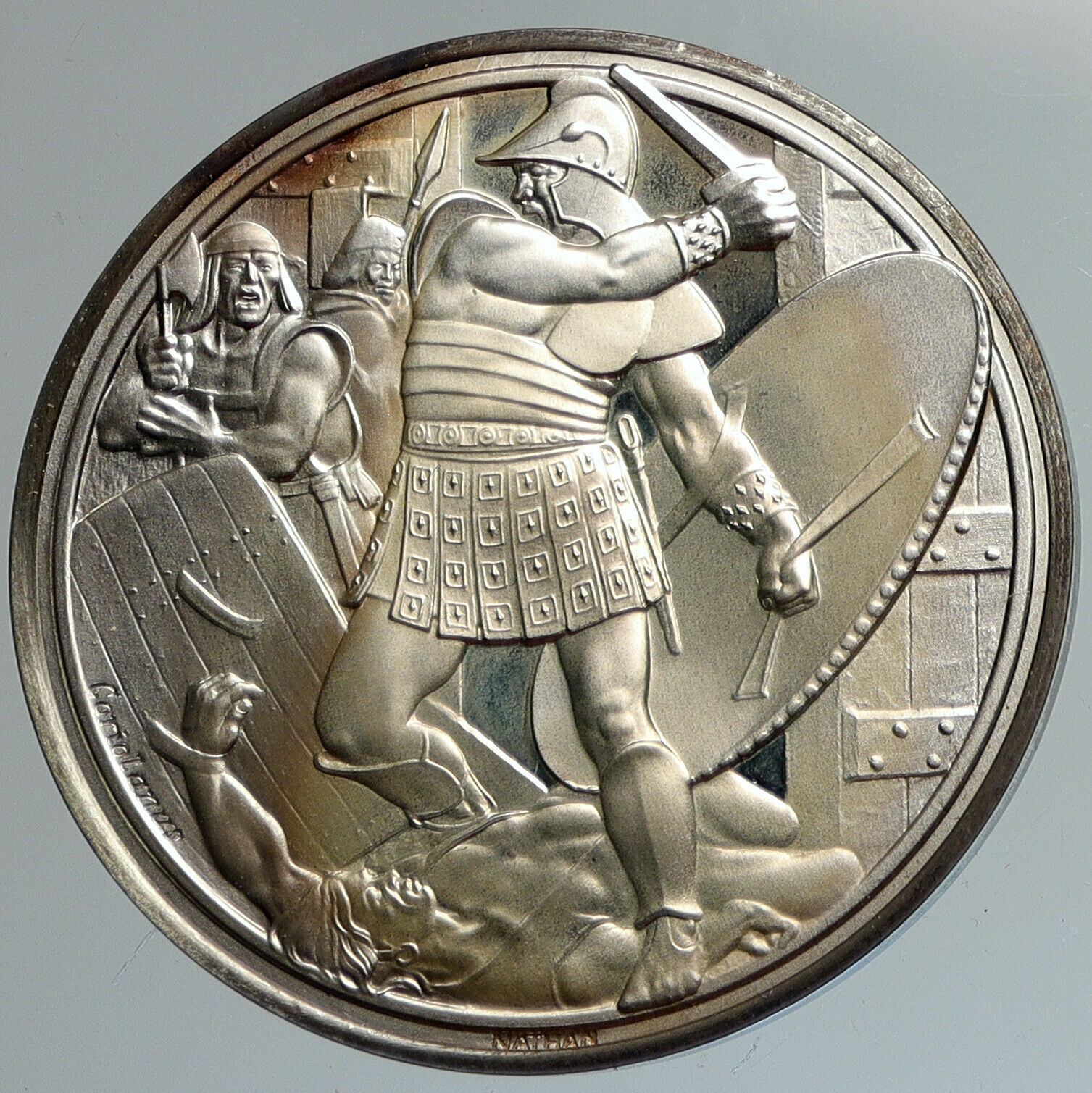 1973 UK Royal SHAKESPEARE Company CORIOLANUS Old Proof Silver Medal i111590