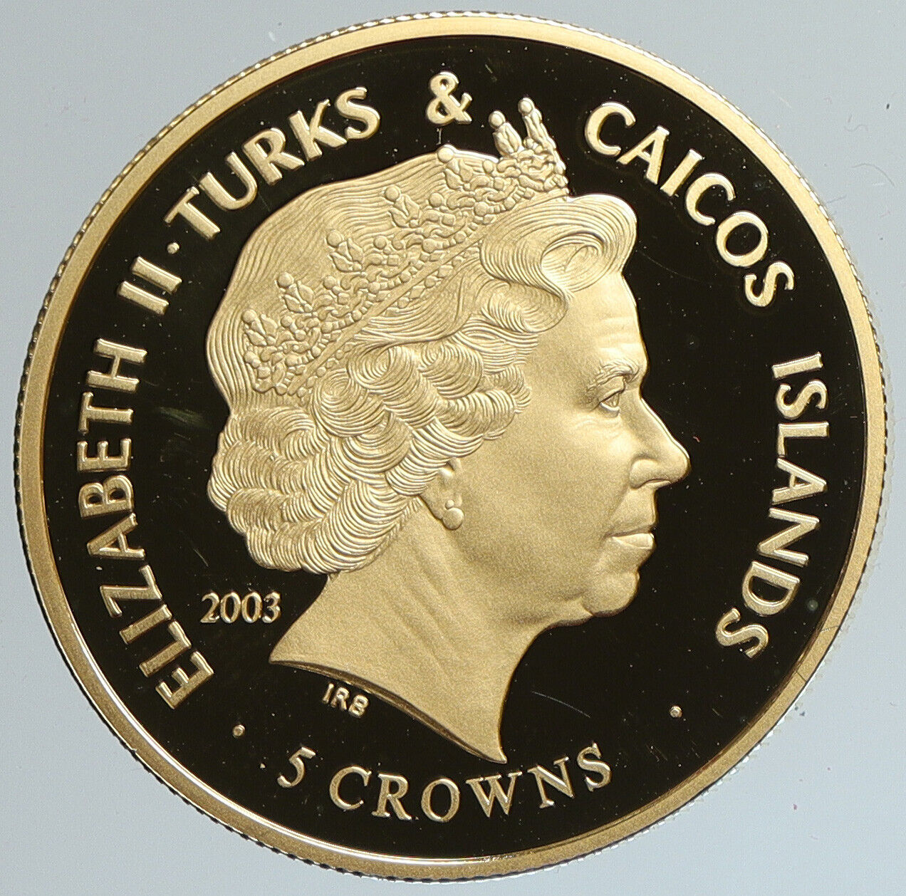 2003 TURKS AND CAICOS Crown Jewels RINGS Gold Plated Proof 5 Crown Coin i111610