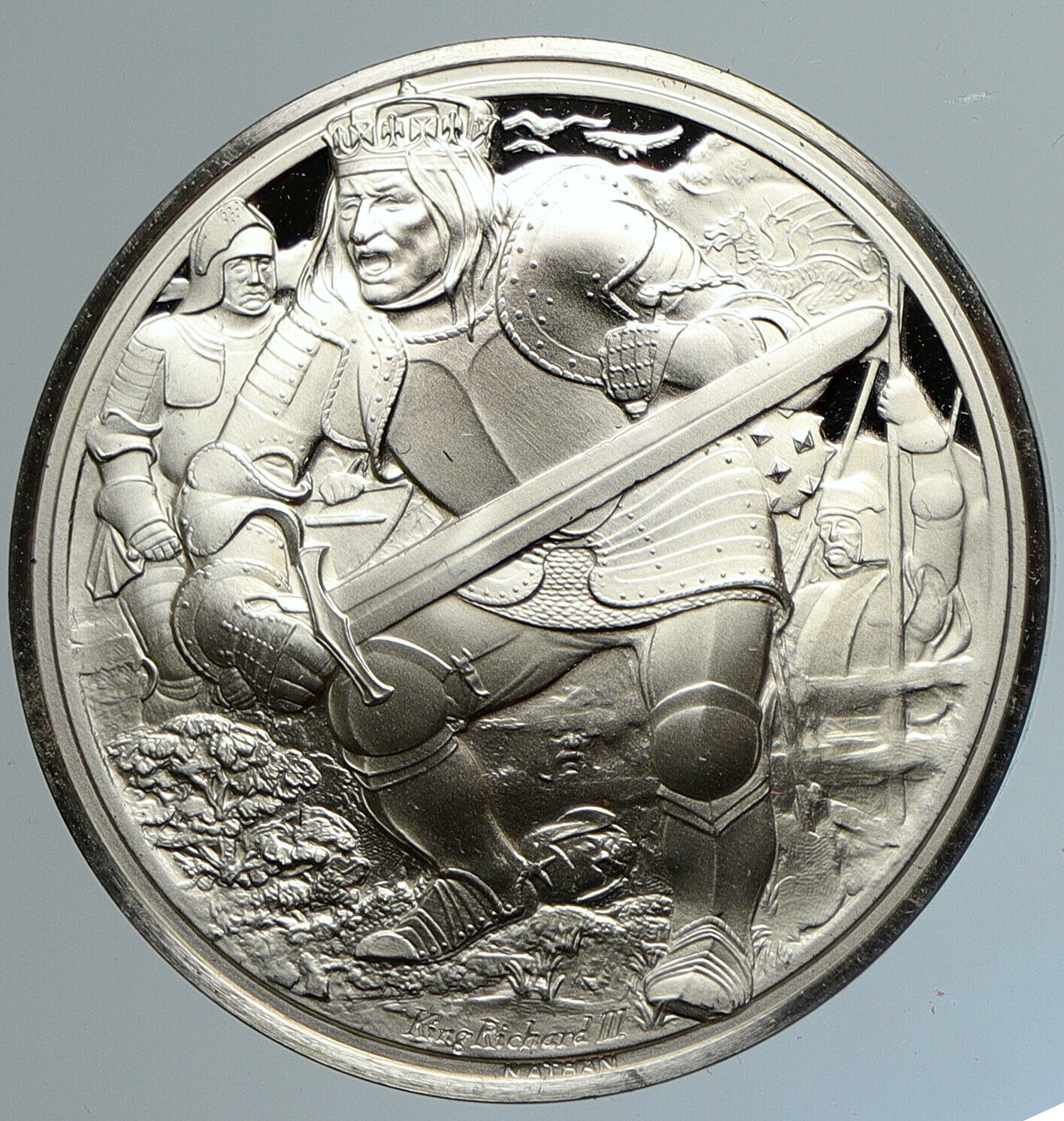 1973 UK Royal SHAKESPEARE Company KING RICHARD III Proof Silver Medal i111607