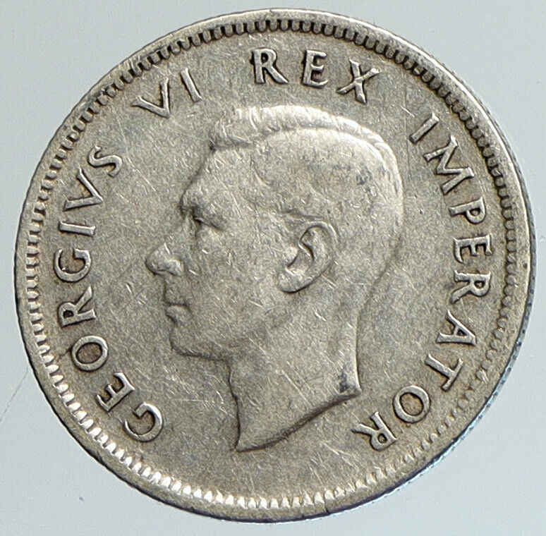 1940 SOUTH AFRICA Large GEORGE VI Shields Genuine Silver Shilling Coin i111631