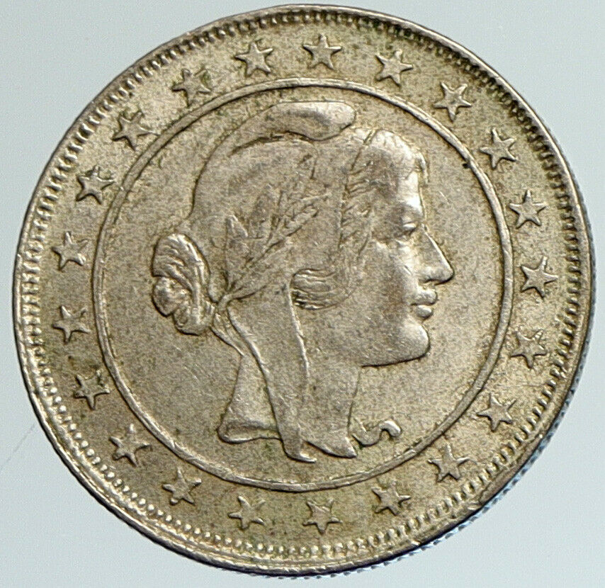1924 BRAZIL Woman of Republic Antique Brazilian Silver 2000 Reis Coin i111634