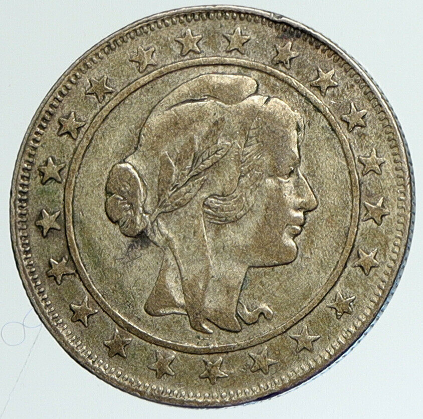 1929 BRAZIL Woman of Republic Antique Brazilian Silver 2000 Reis Coin i111636