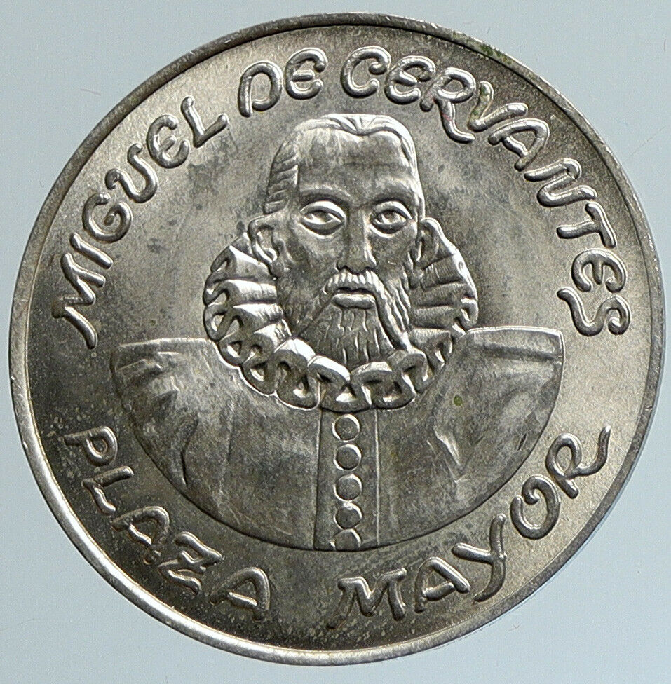 1995 SPAIN Salamanca Miguel De Cervantes Authentic OLD Silver Medal Coin i111643