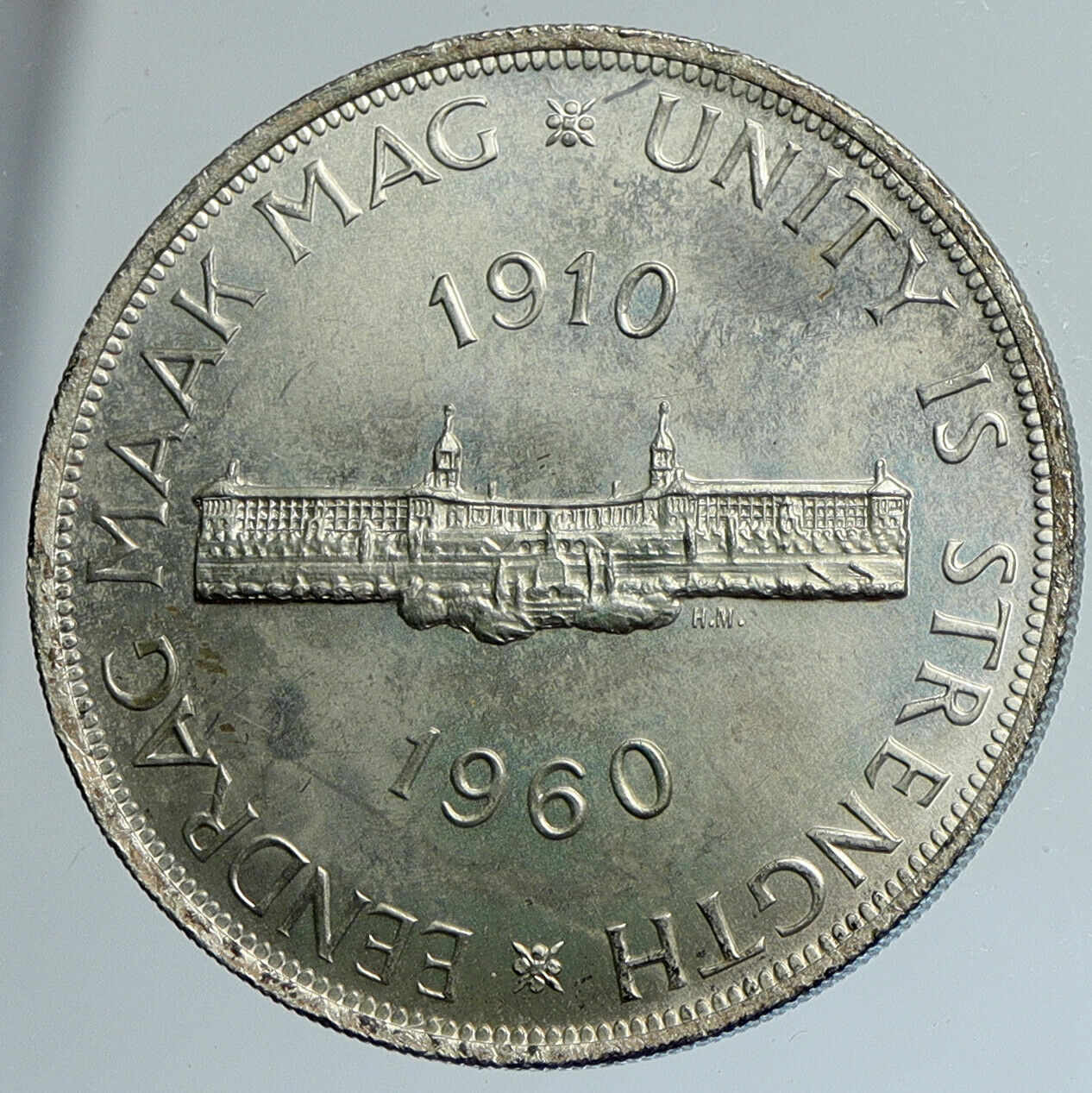 1960 SOUTH AFRICA Queen Elizabeth II Antique OLD Silver 5 Shillings Coin i111656