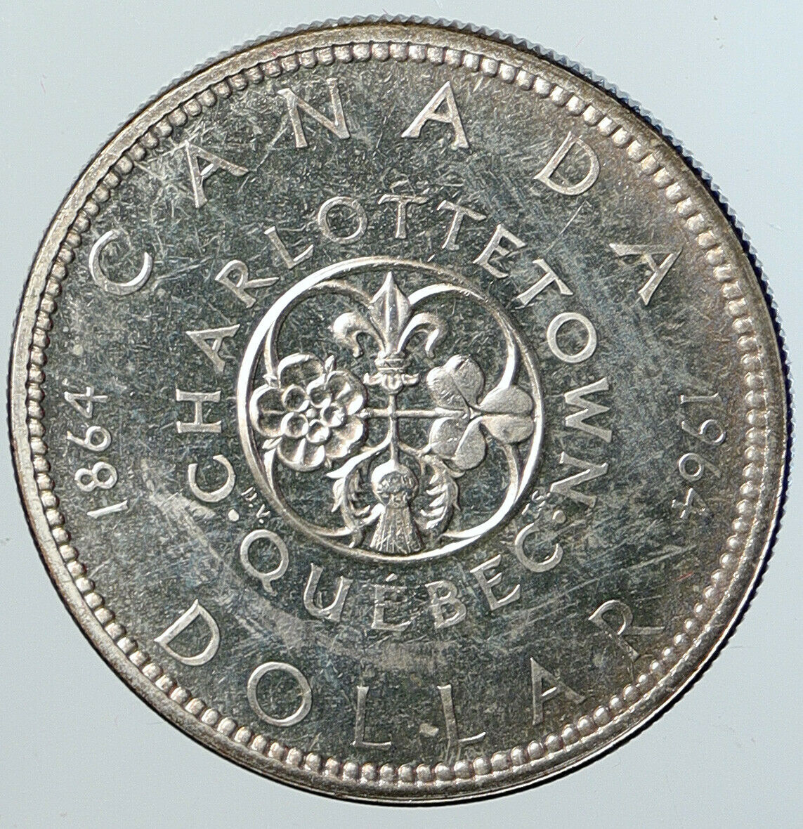 1964 CANADA Quebec Charlottetown Antique Genuine BIG SILVER Dollar Coin i111663