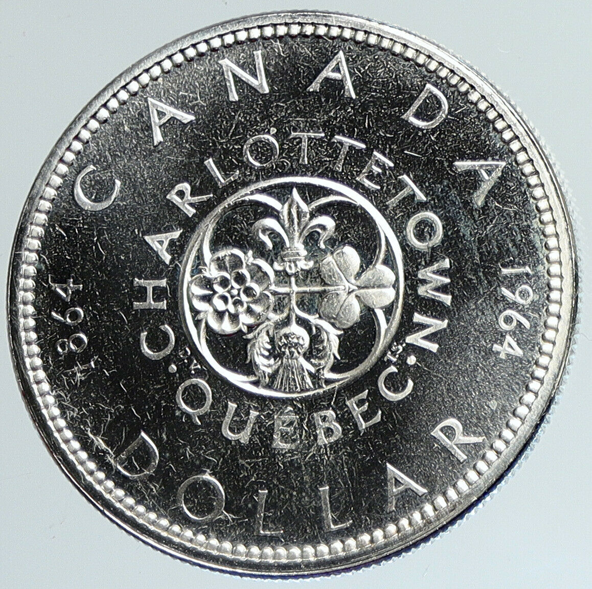1964 CANADA Quebec Charlottetown Antique Genuine BIG SILVER Dollar Coin i111665