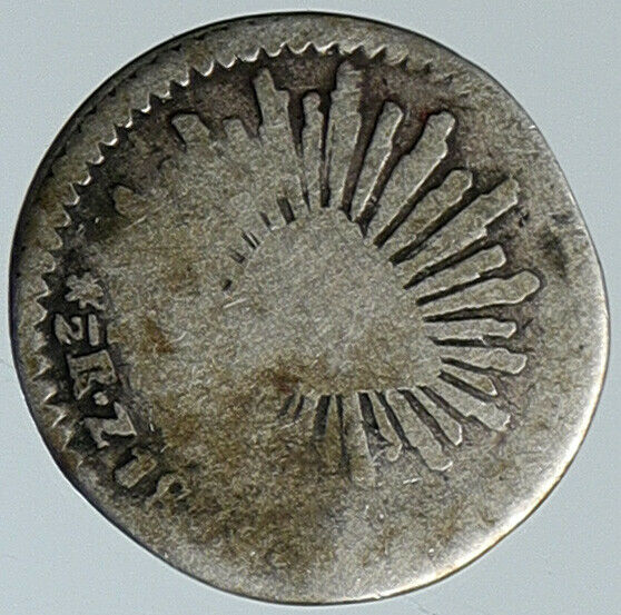 1825-69 MEXICO SPAIN Eagle Liberty CAP Silver Antique 1/2 Real OLD Coin i111646