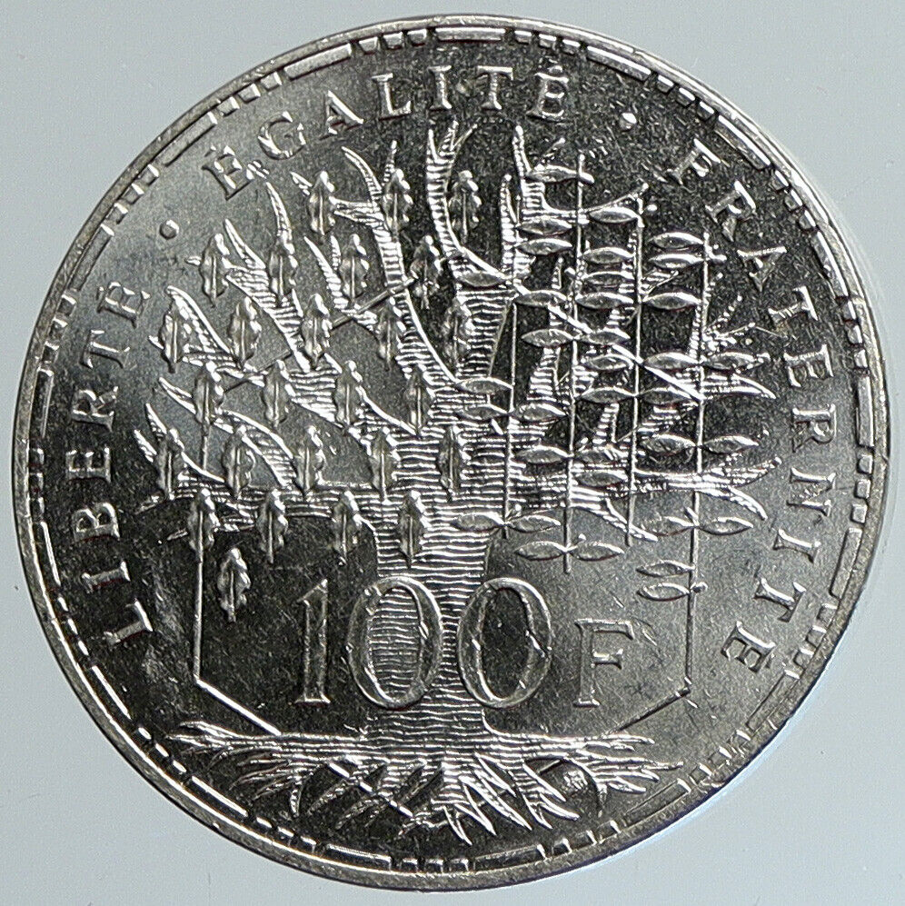 1982 FRANCE Pantheon & Tree Vintage OLD Silver 100 Francs French Coin i111675