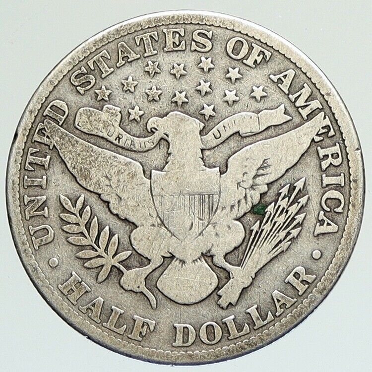 1912 P UNITED STATES Antique Silver 50 Cent Barber 1/2 Half Dollar Coin i111840