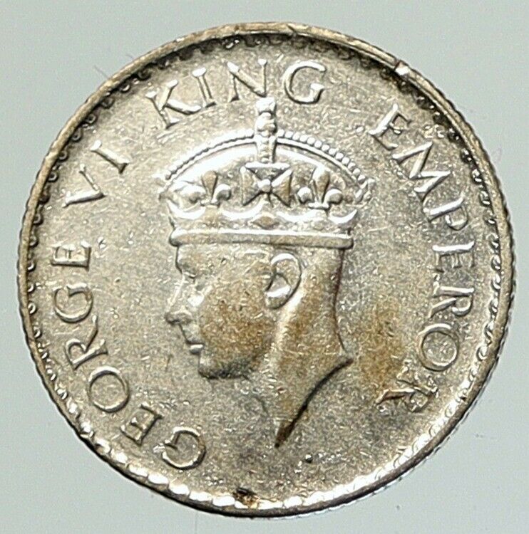1940 INDIA UK States King George VI VINTAGE Silver 1/4 Rupee Indian Coin i111843