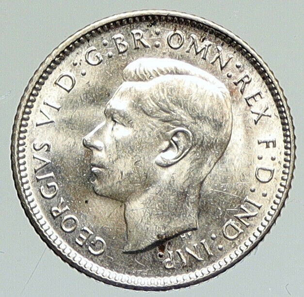 1942 D AUSTRALIA King George VI Kangaroos Antique Silver Sixpence Coin i111867