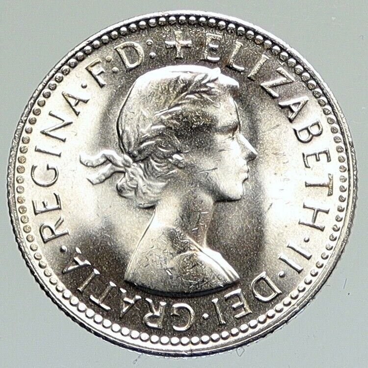 1962 AUSTRALIA UK Queen Elizabeth II of Silver Shilling Vintage Coin RAM i111859